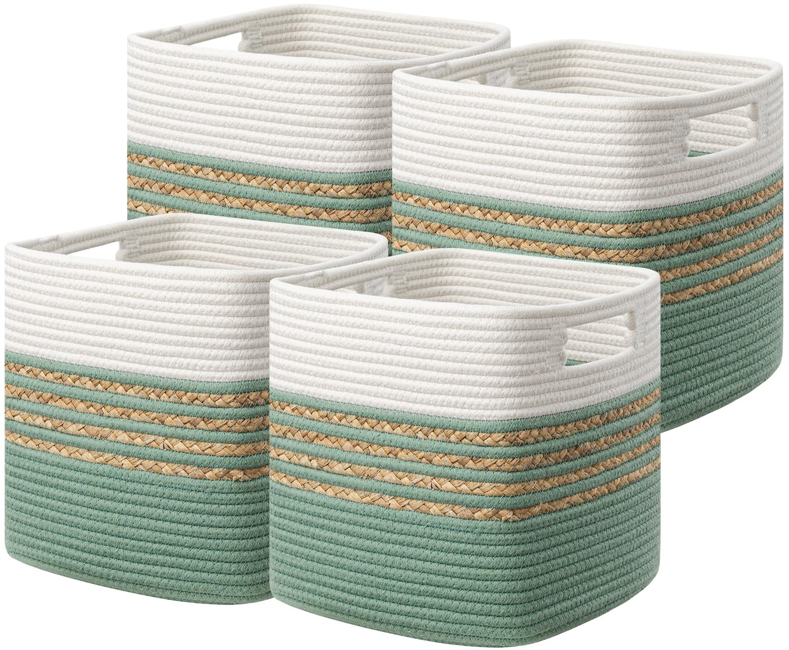Set of 4 Storage Cubes 11 X 10.5 X 10.5 in, Water Hyacinth Storage Bins for S...