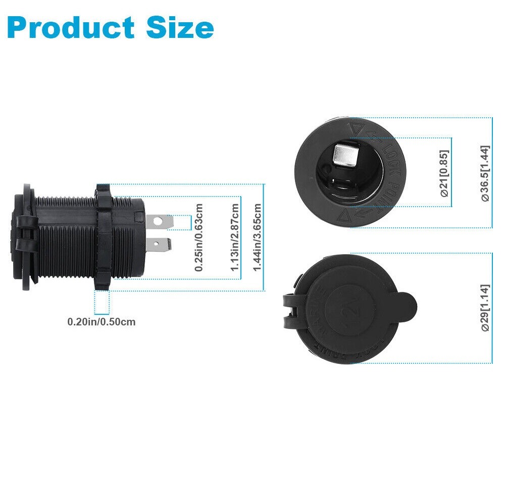 12V Waterproof Car Motorcycle Boat Cigarette Lighter Socket Power Plug Outlet US