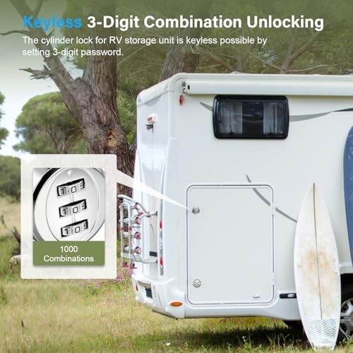 RV Baggage Compartment Door Combination Lock Silver for 1/2'' Thick Door,