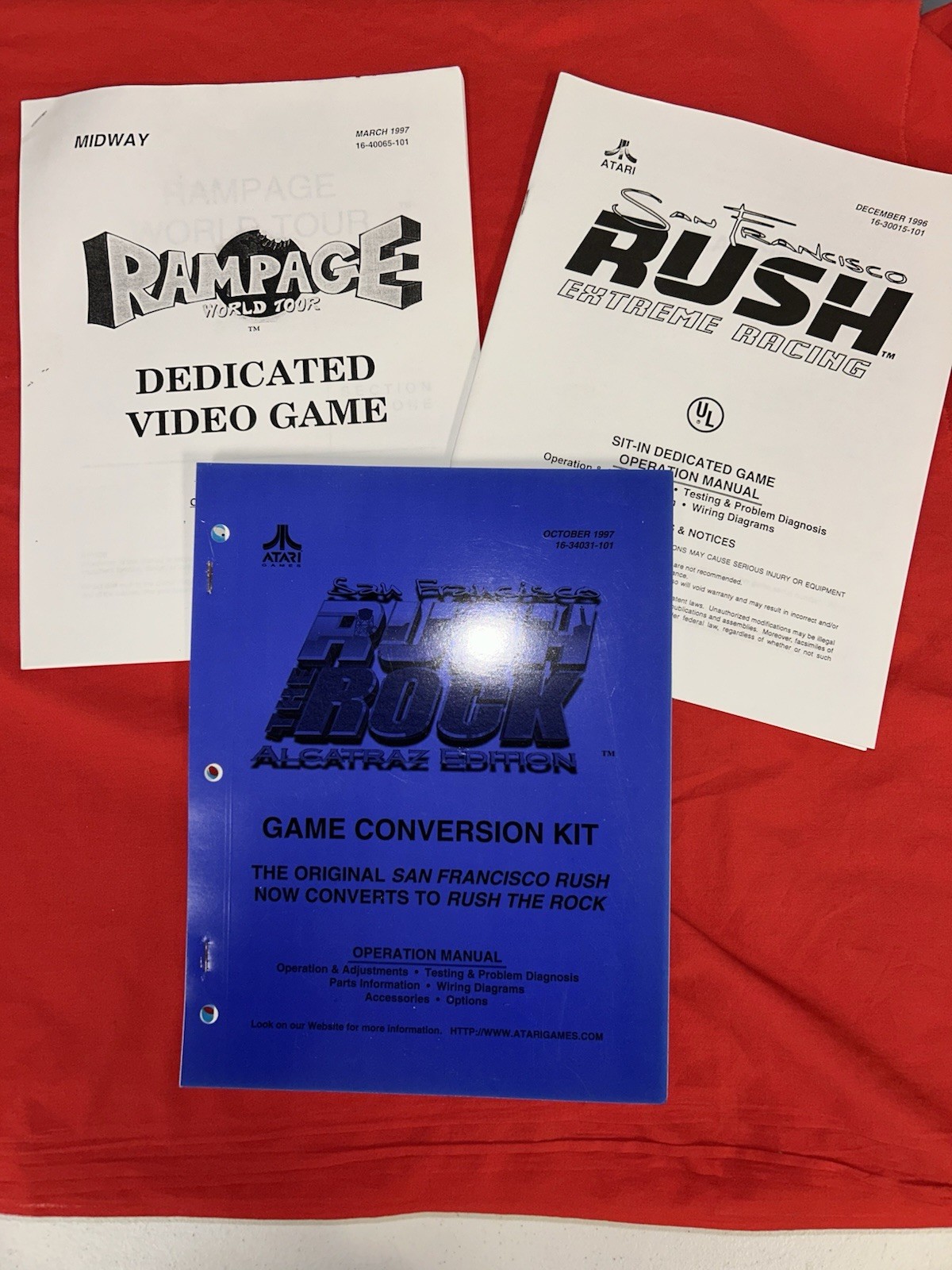 3 Original Atari Midway Video Arcade Game Service Manual Rampage Rush The Rock +