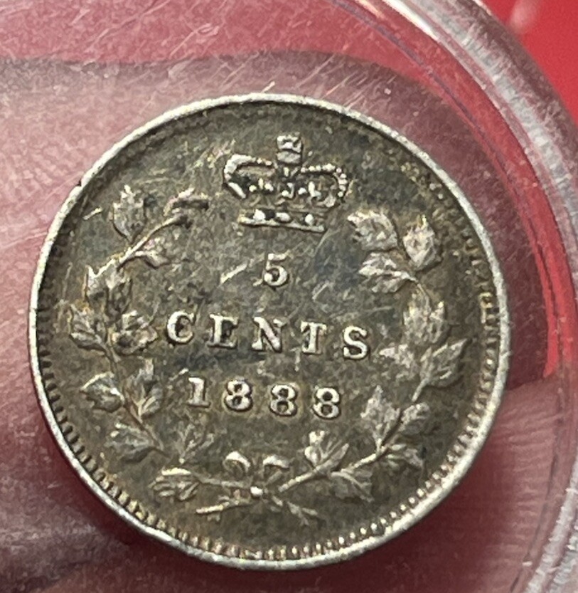 1888 Five Cents Canada Silver Half Dime XF EF Extremely Fine