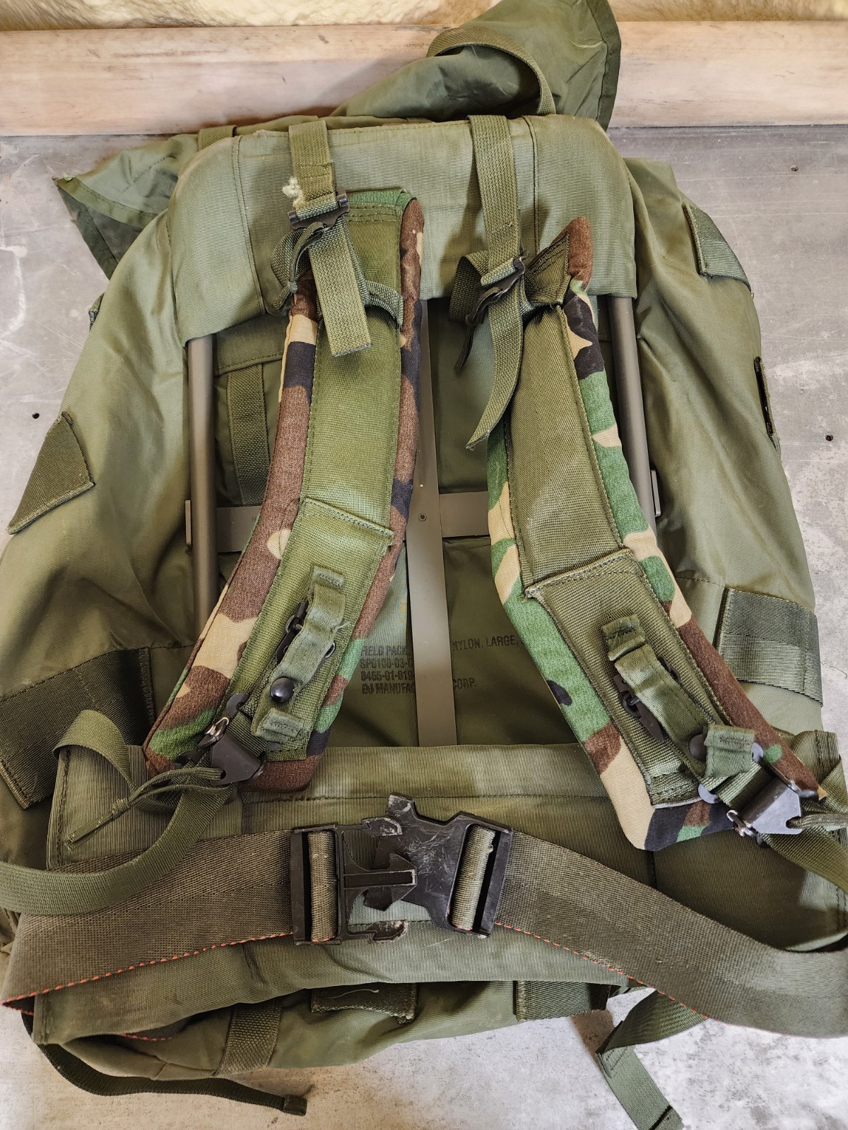 US Army Ruck Backpack OD Nylon Medium LC-2 Combat Field Pack with Metal Frame