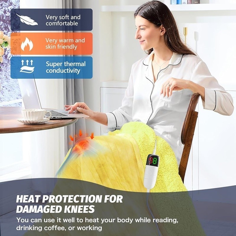 Cozy Electric Heating Blanket Faux Fur 10 Temp Settings Multi Use Auto Off
