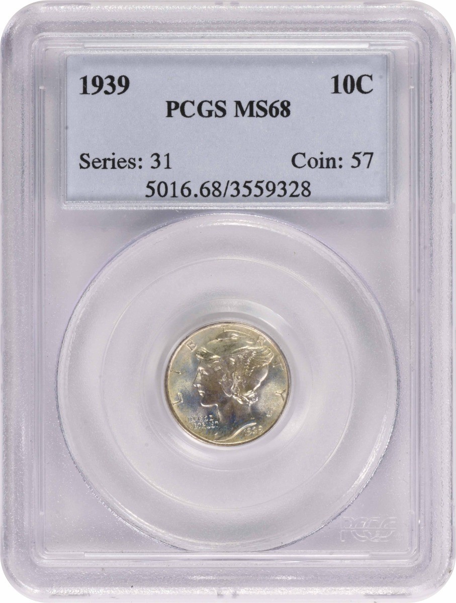1939 Mercury Silver Dime MS68 PCGS
