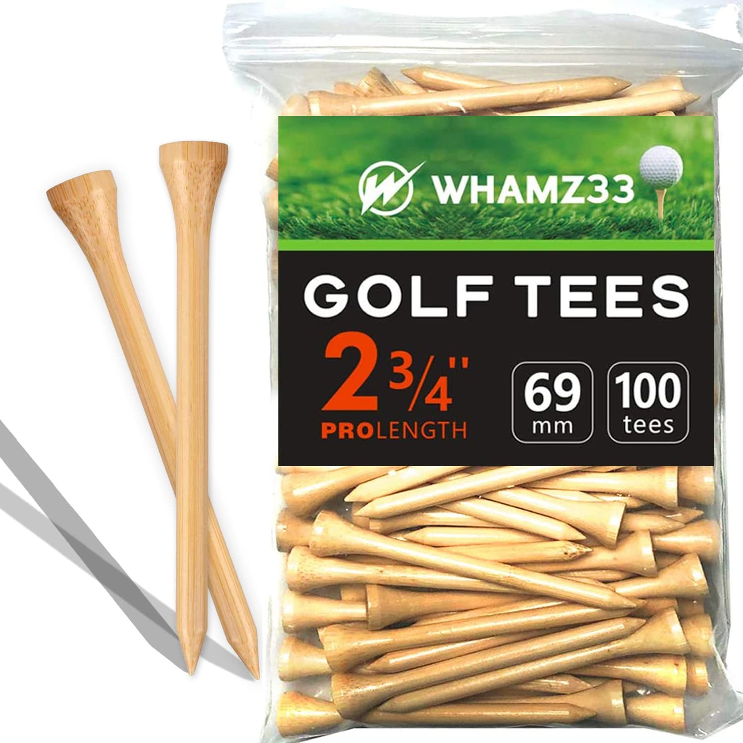 Professional Wooden Golf Tees 23/4 Inch 100 PCS Bulk Natural Drive Training