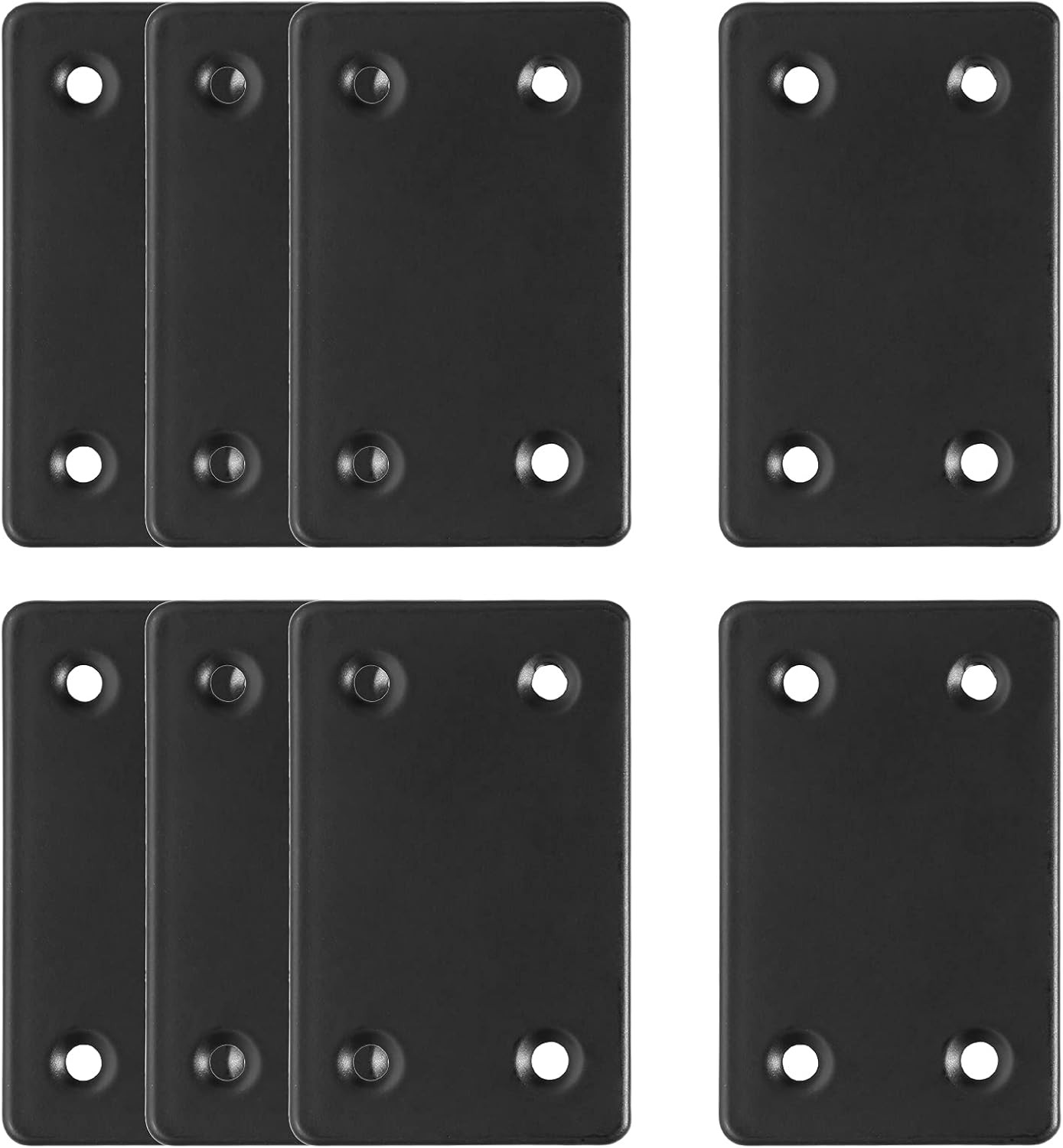 8Pcs Flat Straight Brace Brackets 2.4 x 1.5/ 60mm x 38mm - 8 PCS, Black