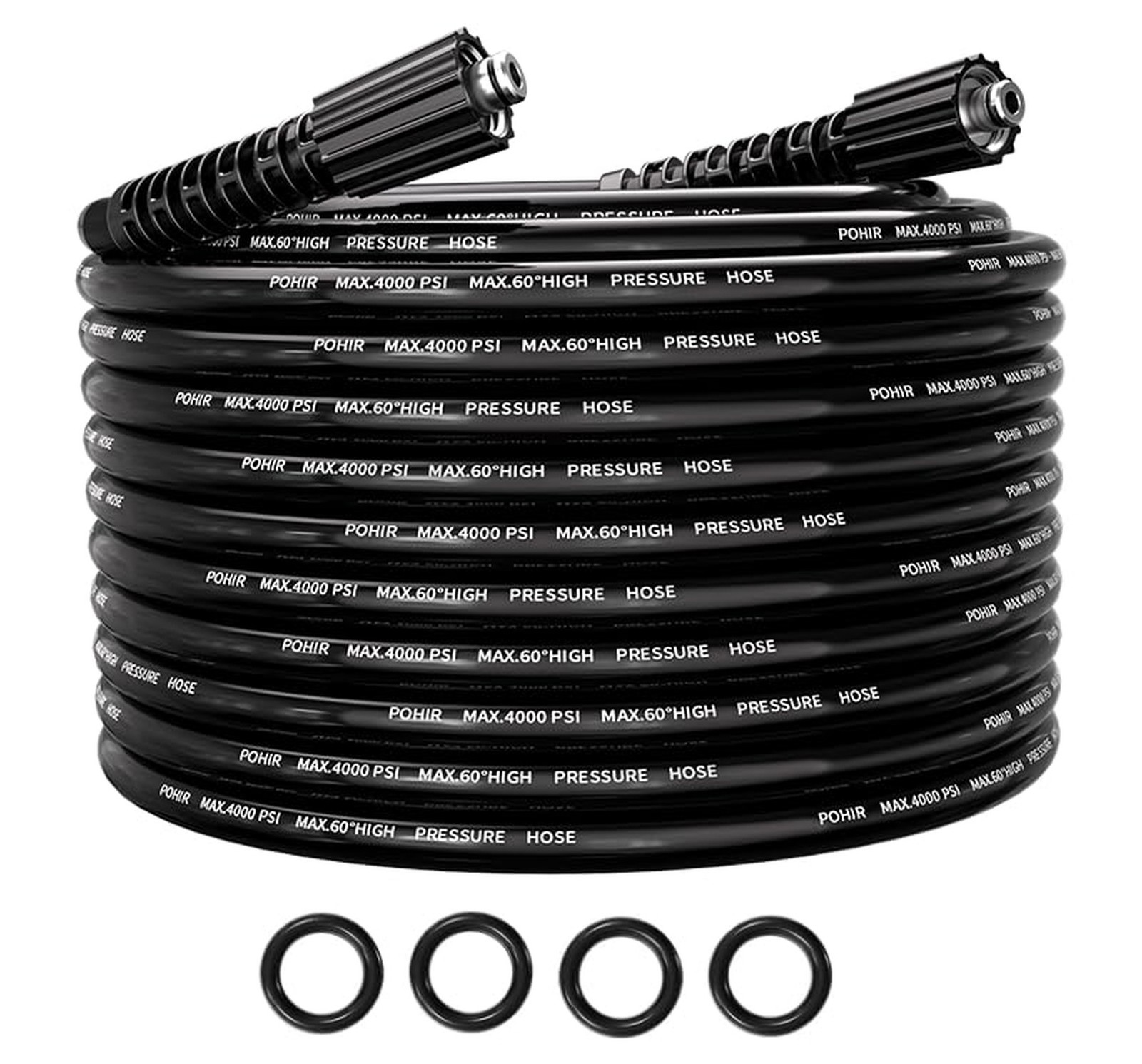 POHIR Pressure Washer Hose 25FT 4000PSI, 1/4 Inch M22 Kink Resistant Power Wa...