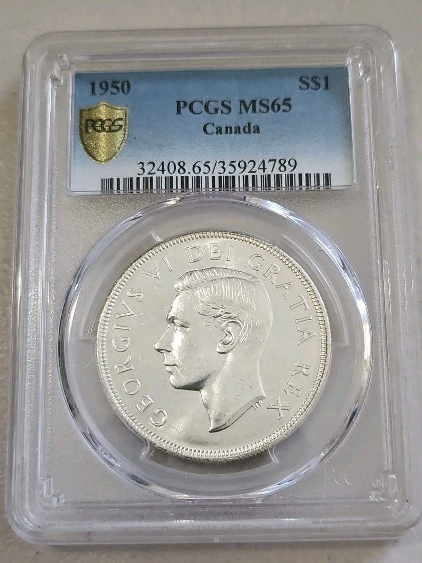 1950 S$1 SILVER DOLLAR GEORGE-VI CANADA PCGS MS65
