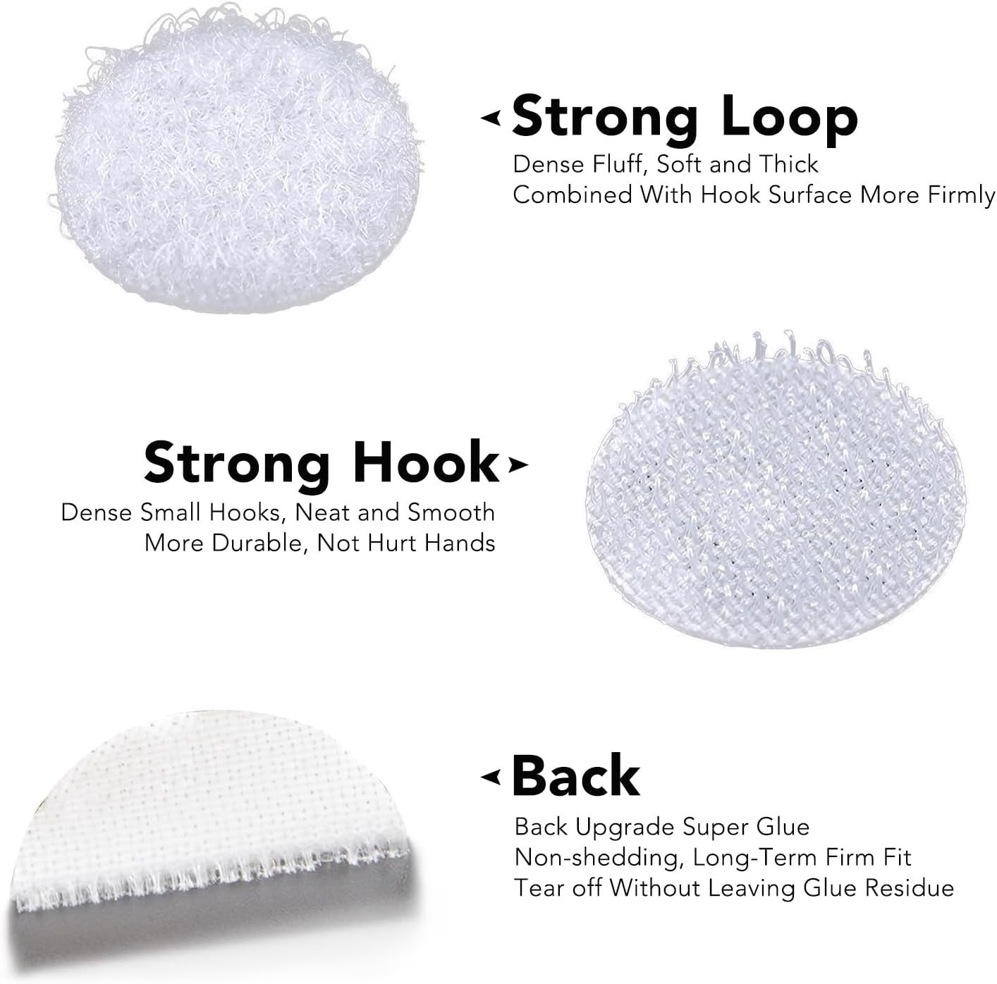 Self Adhesive Dots,600pcs300 Pairs 0.59" Diameter Strong Sticky Round Nylon D...