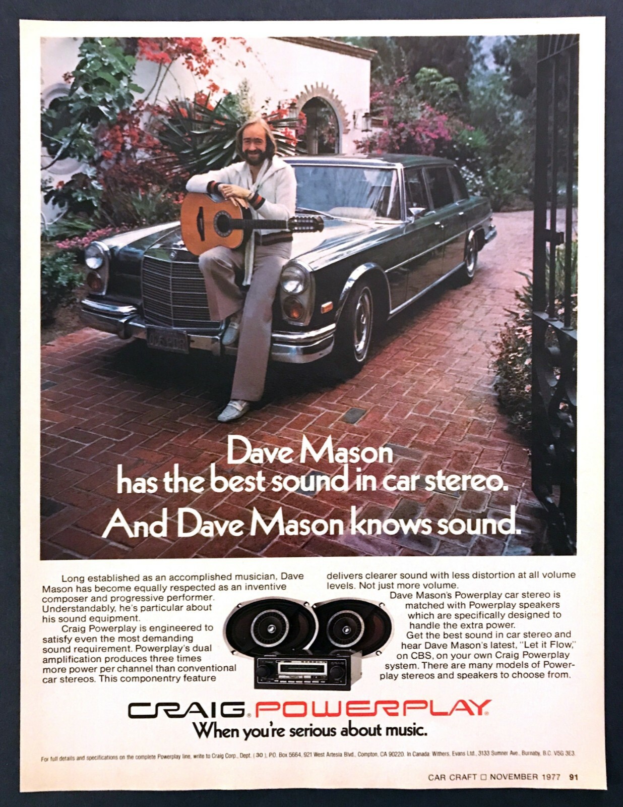 1978 Dave Mason & His 1969 Mercedes-Benz Limousine photo Craig Stereo print ad