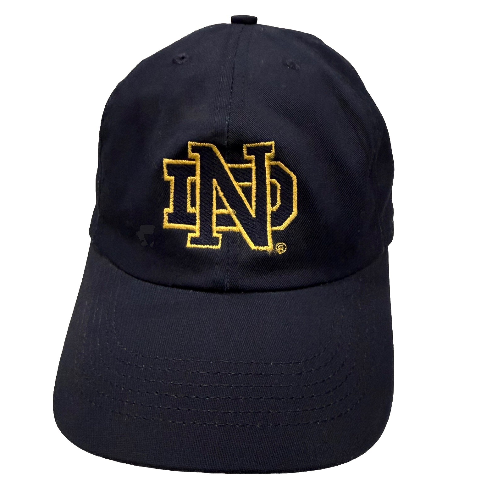 Notre Dame Alumni Association ND Gold White on Navy Hat Cap Strap Buckle EUC