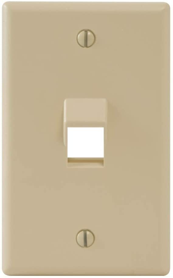 ICC Angled Faceplate with One Angled Port for EZ/HD Style in Single Gang, Ivory