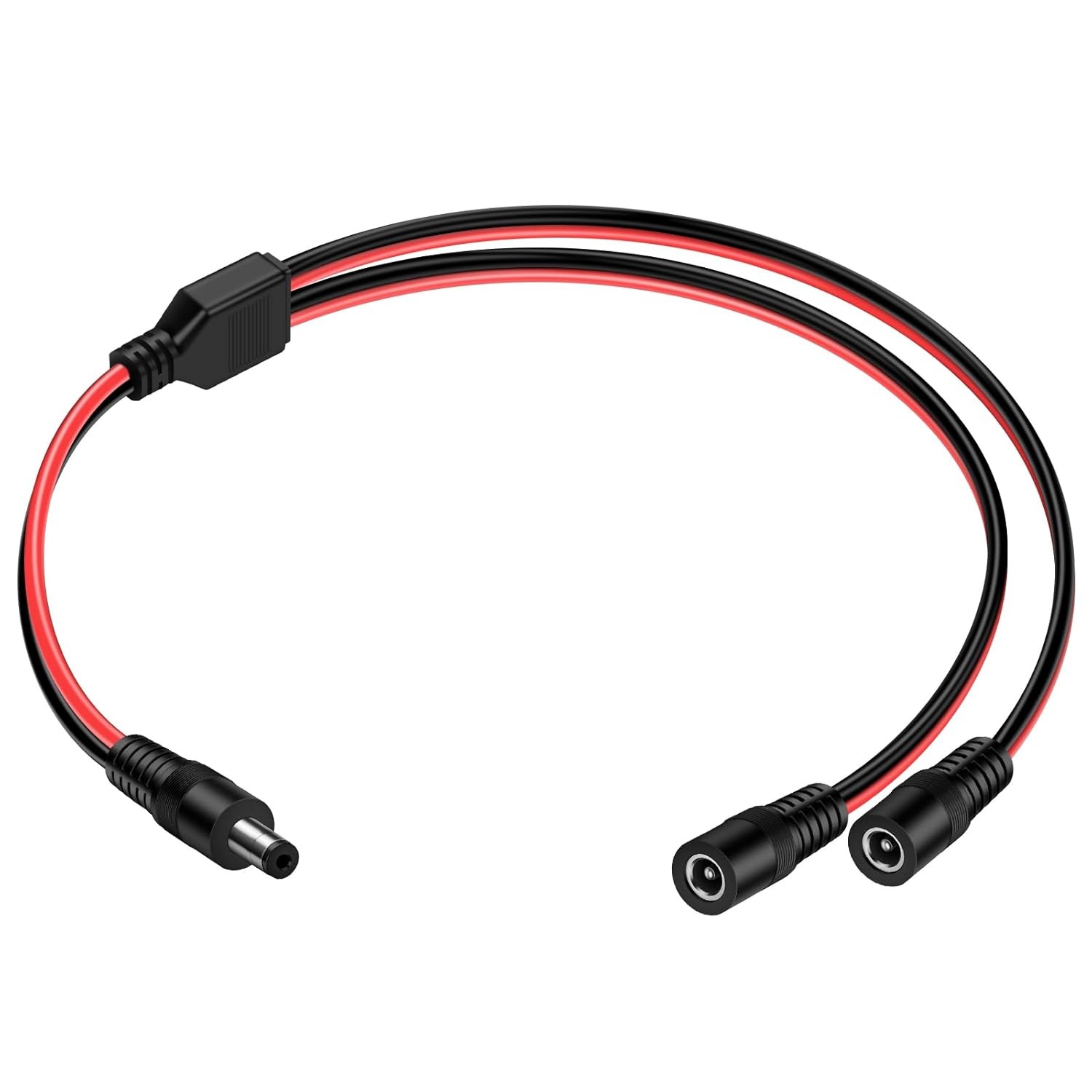 DC Power 5.5mm x 2.1mm Supply Splitter 1Male - 2Female, Black&Red