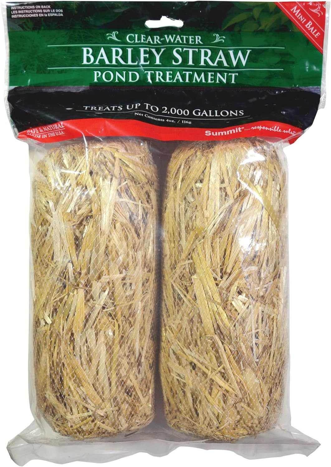 Clear-Water Barley Straw Pond Treatment, 2-Pack, Treats Upto 2000 Gallons, 1000
