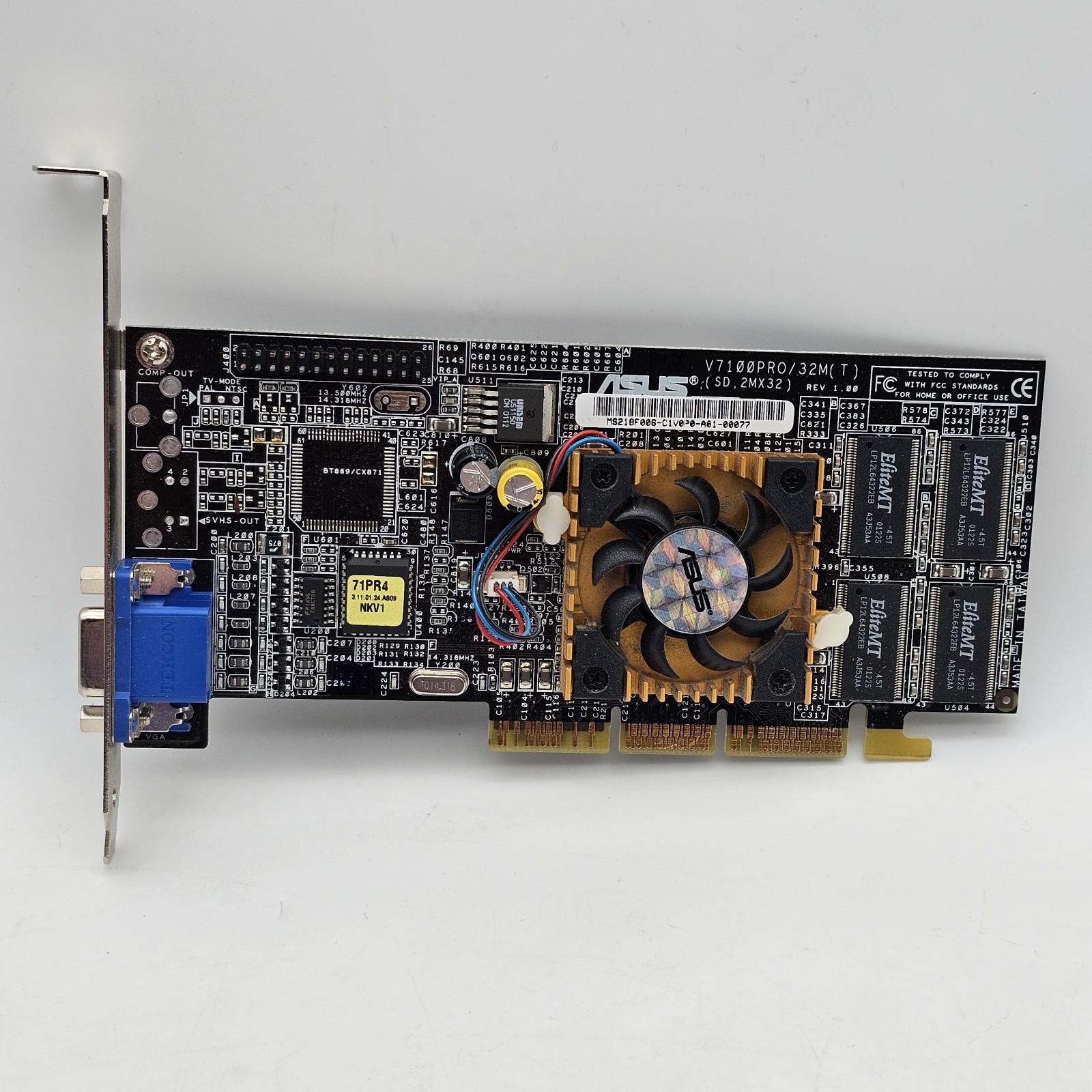 Vintage Retro AGP card ASUS V7100Pro 32M C1V0P0 V7100Pro/PURE/SD/U VGA GPU