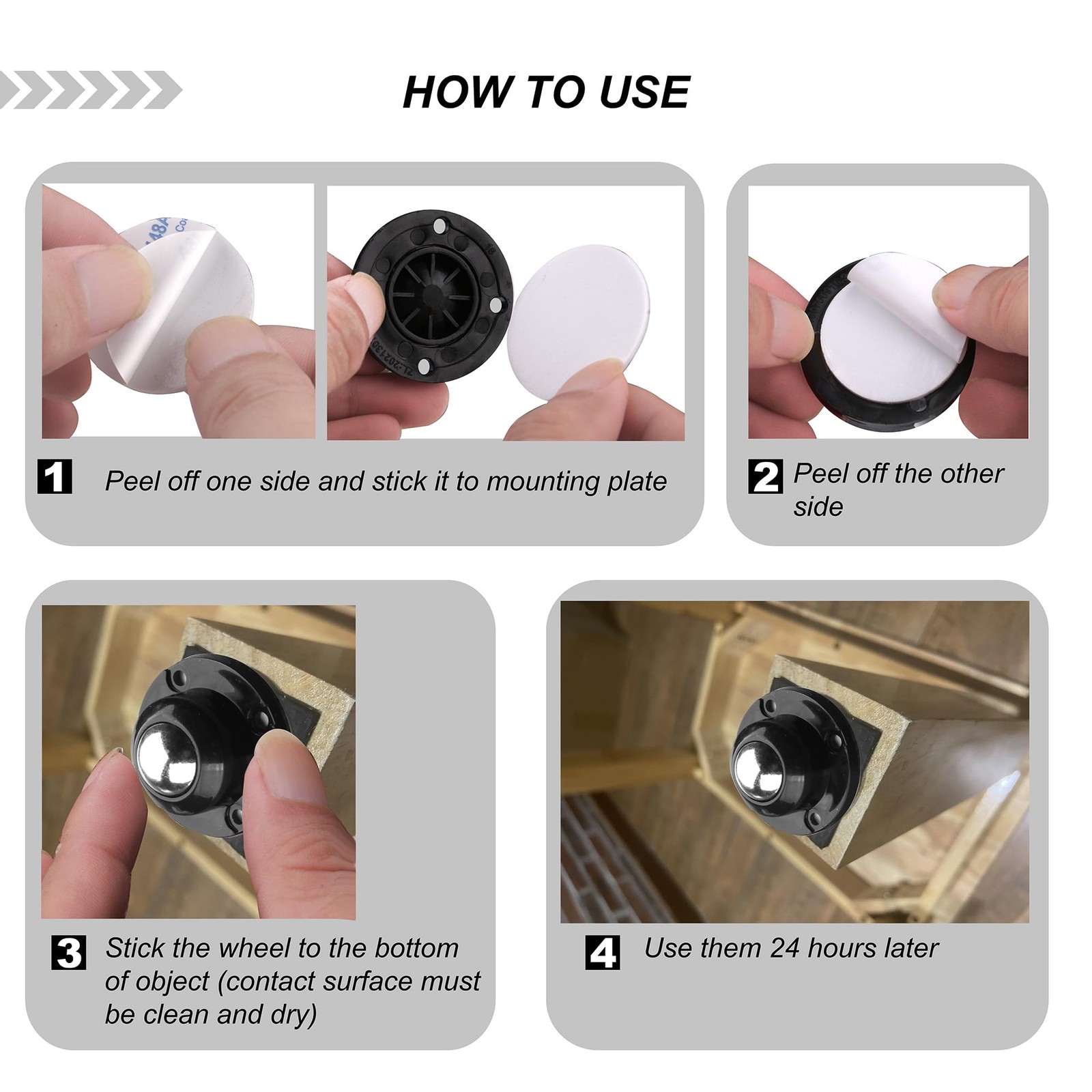 8 Pack Self Adhesive Caster Wheels 1 Inch for Appliance Sliders Rollers, Load...