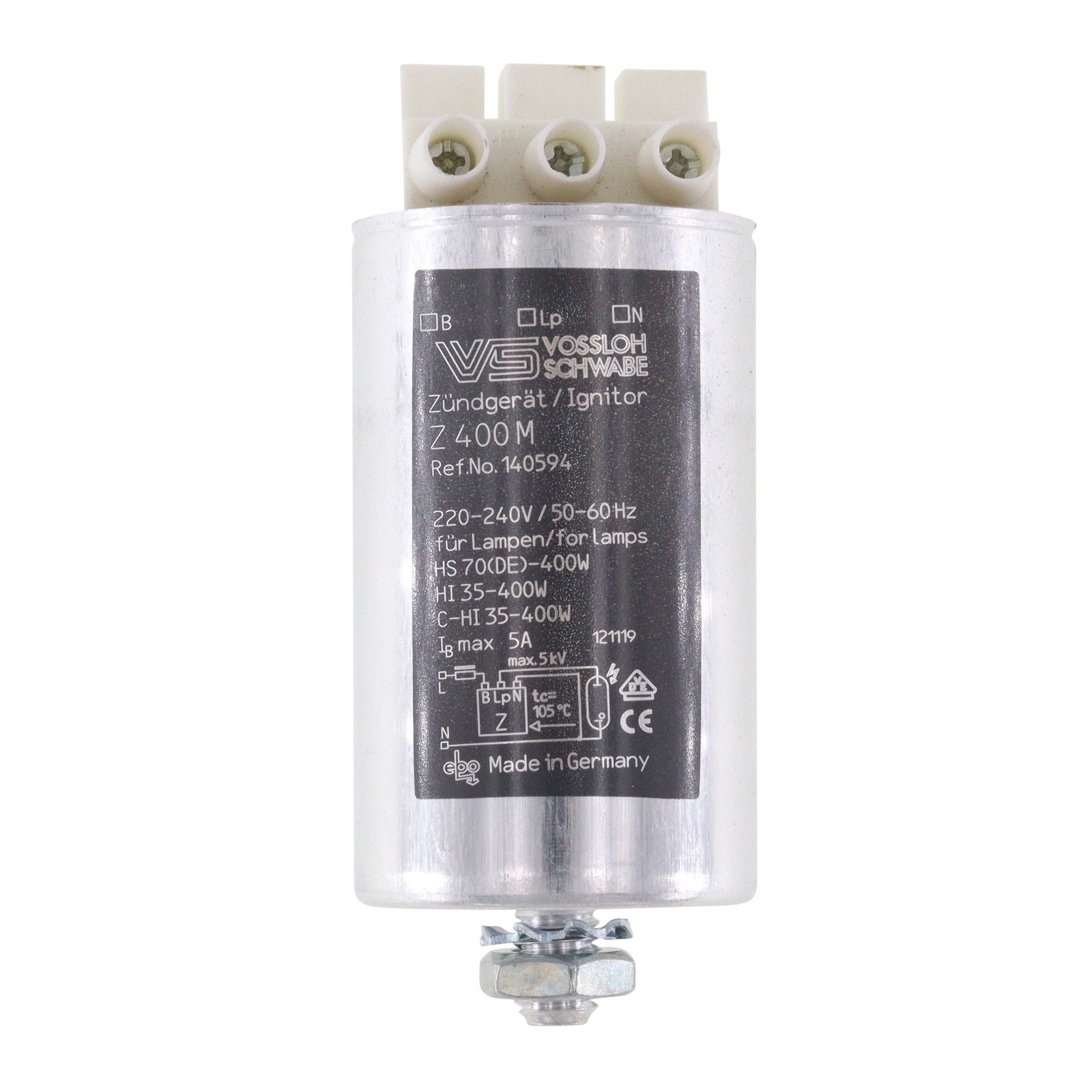 VOSSLOH-SCHWABE 140594 Z400M HID LAMP MH/HPS IGNITOR, 220-240V, 35-400W