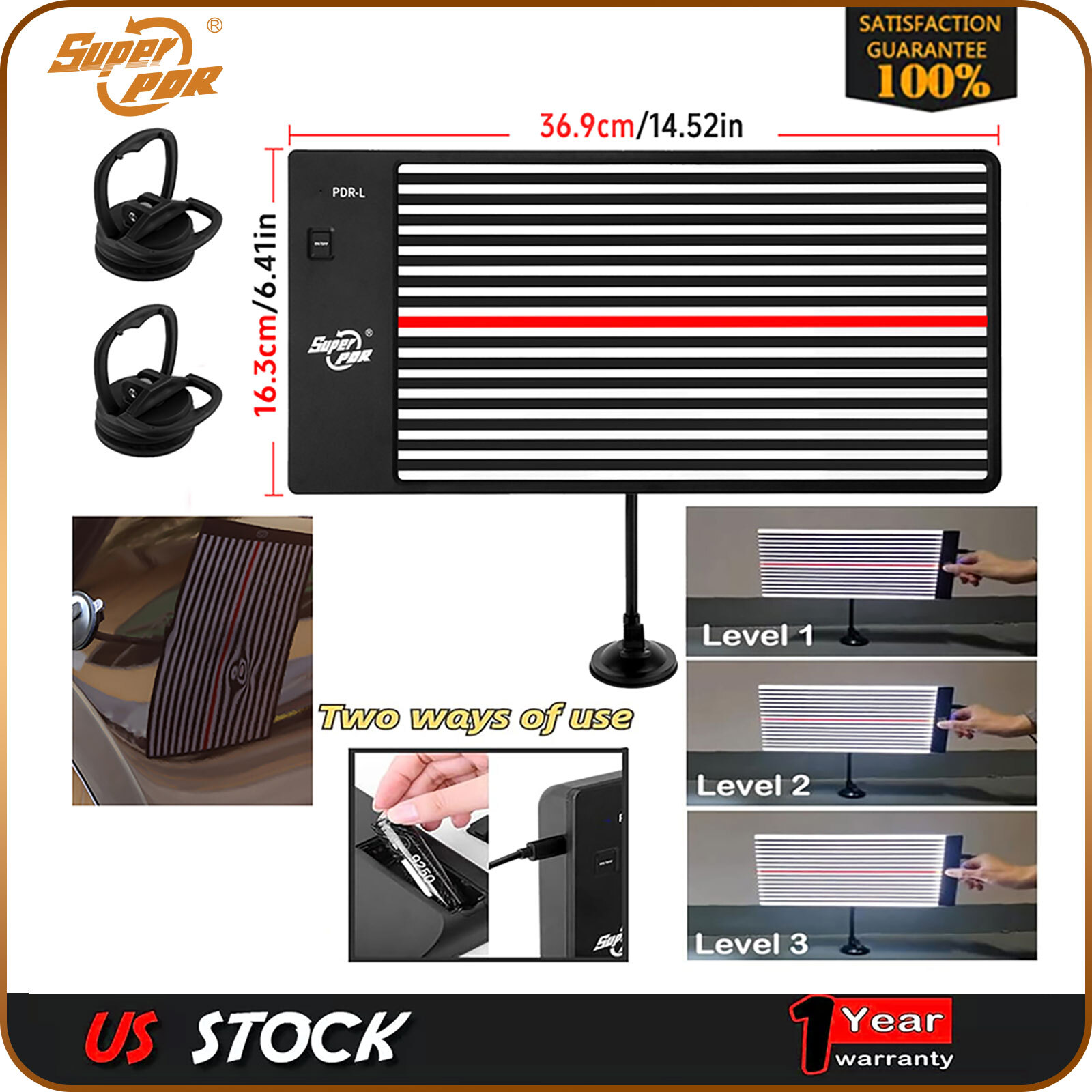 LED Line Board Checking Reflector Lamp Paintless Dent Removal Repair Tool Kit