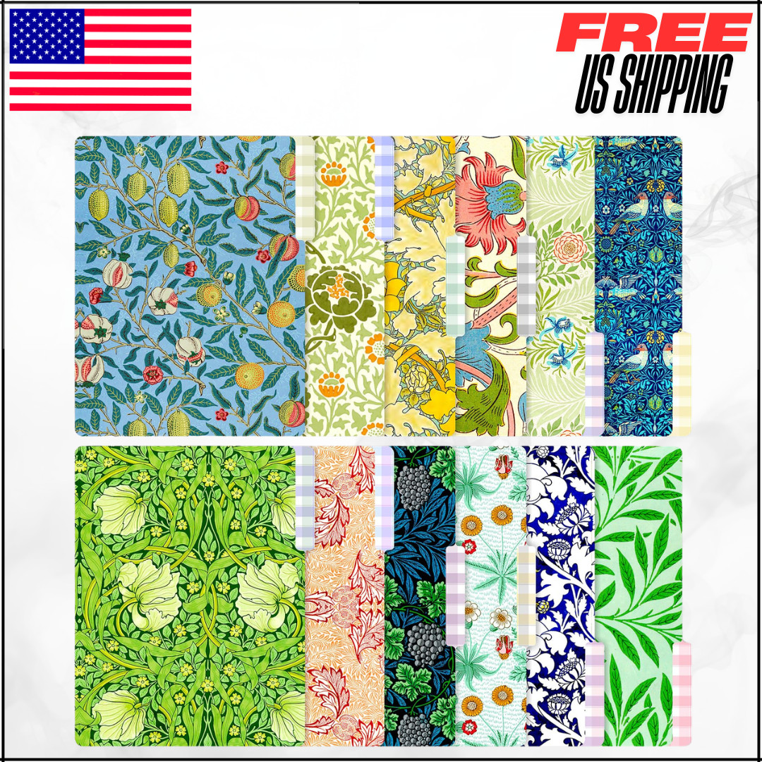 William Morris Decorative File Folders 1/3 Cut Tab Letter Size Matte 12PK