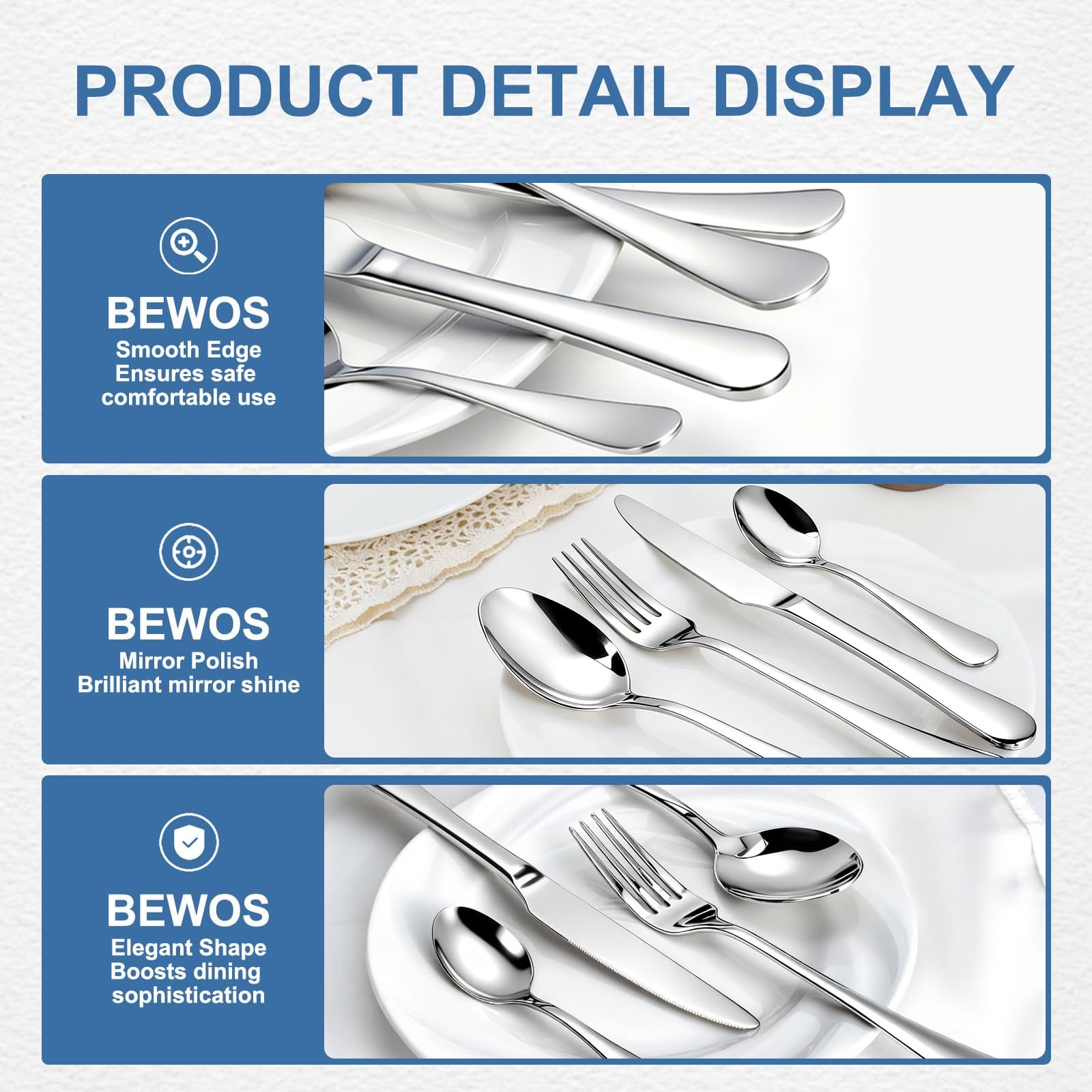 Silverware Set for 4-20 Piece Stainless Steel Flatware Set with Spoons, Forks...