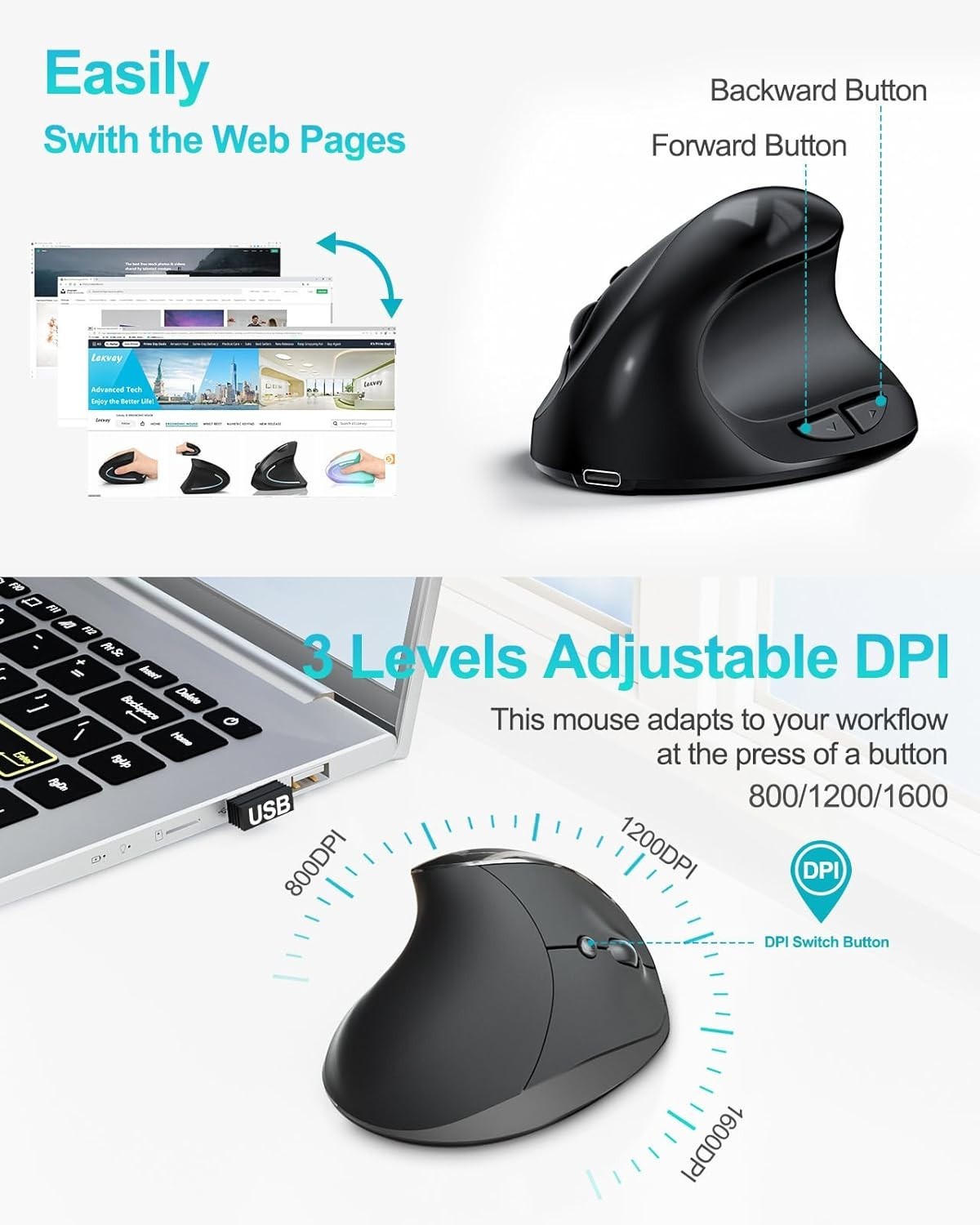 Ergonomic Wireless Mouse for Small Hands | Rechargeable & Pain-Relief Design
