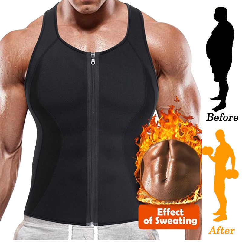 Men's Neoprene Sauna Sweat Vest Body Shaper Sport Slimming Compression Workout