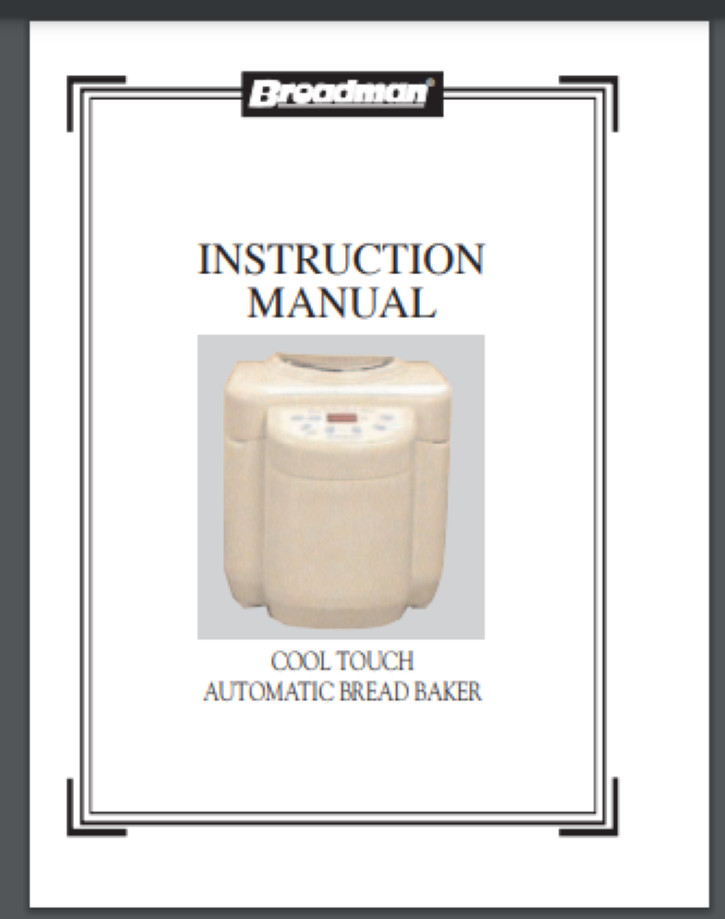 Breadman Cool Touch Automatic Bread Maker Machine Owner and Recipe Manual 52 pgs
