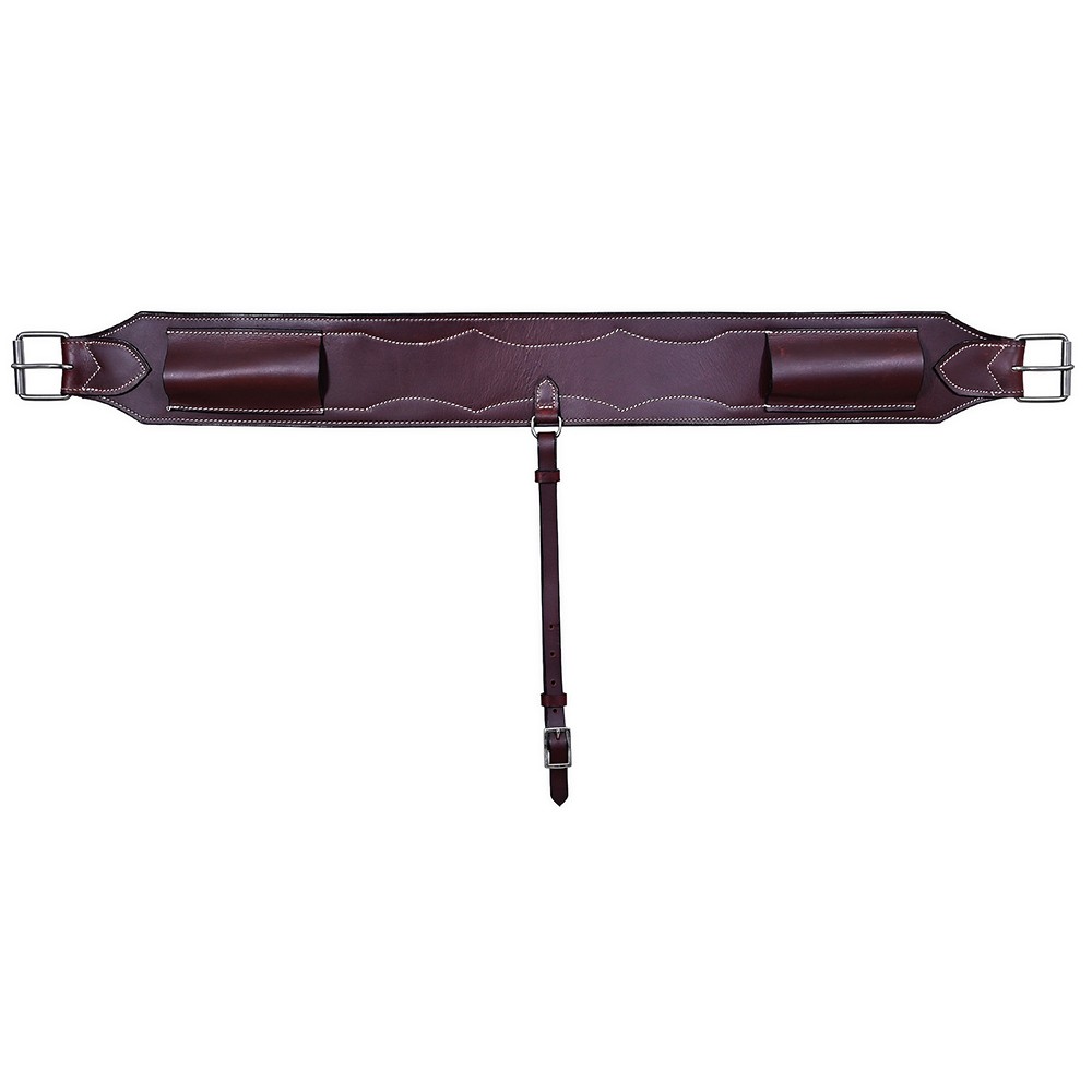 KK HILASON Western Horse Genuine Leather Girth Cinch Dark Brown