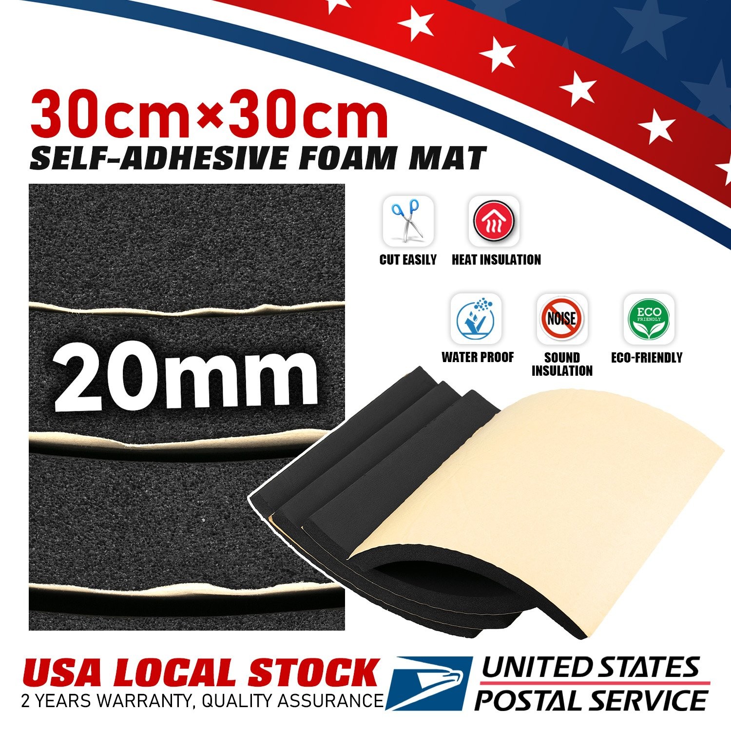 12" x 12" DIY sound deadening mat acoustic foam noise reduction heat resistant