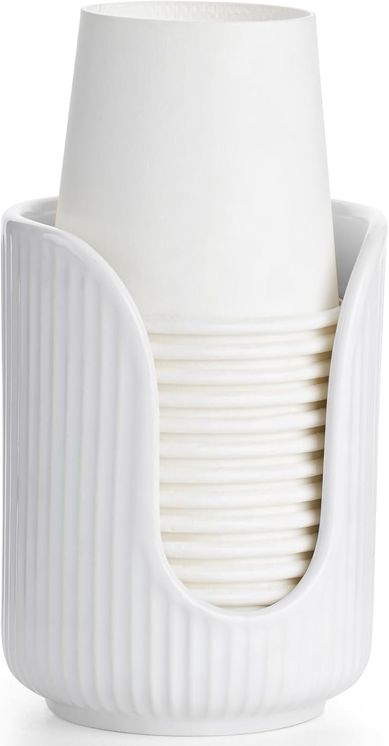 ABRUTY Bathroom Cup Dispenser, 3Oz-4Oz Ceramic Paper Cup Holder, Small Counterto
