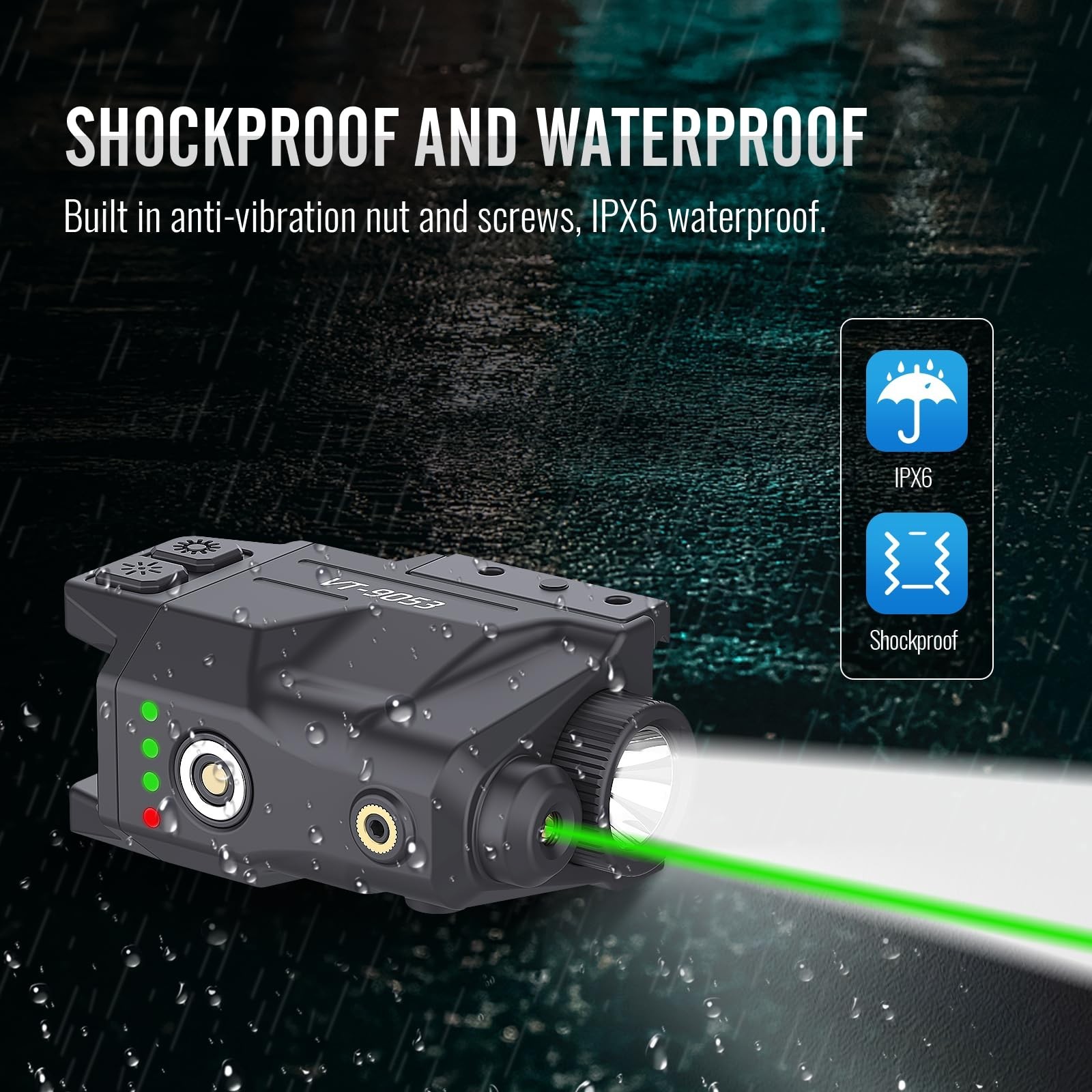 700 Lumens Green Laser and Light Combo | Slidable Tactical Flashlight Compati...