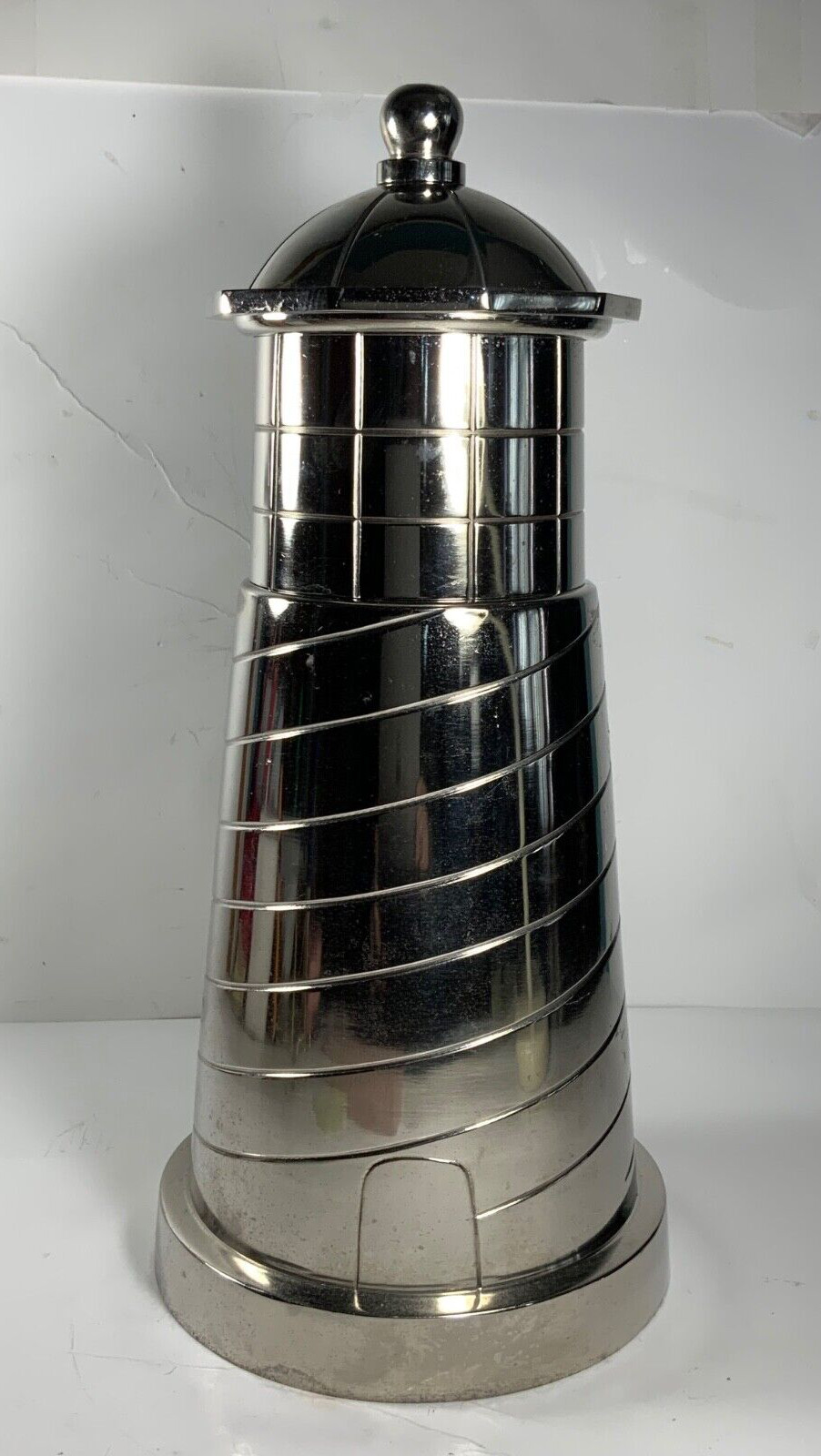 Aluminum Metal Lighthouse Large Nautical Candleholder 15.5 in.