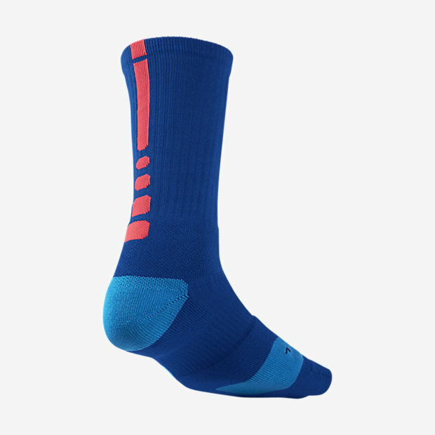 Nike Elite Cushioned Crew Basketball Socks  Navy Orange  EX LARGE  (12-15 ) x466