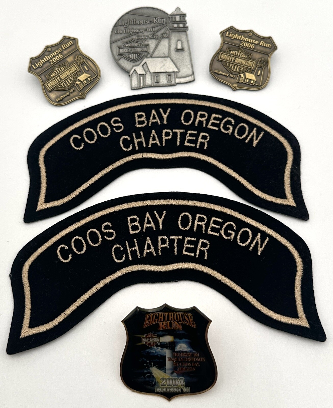 Harley Davidson Motorcycle Pins Oregon Coast Lighthouse Run Coos Bay Highway 101