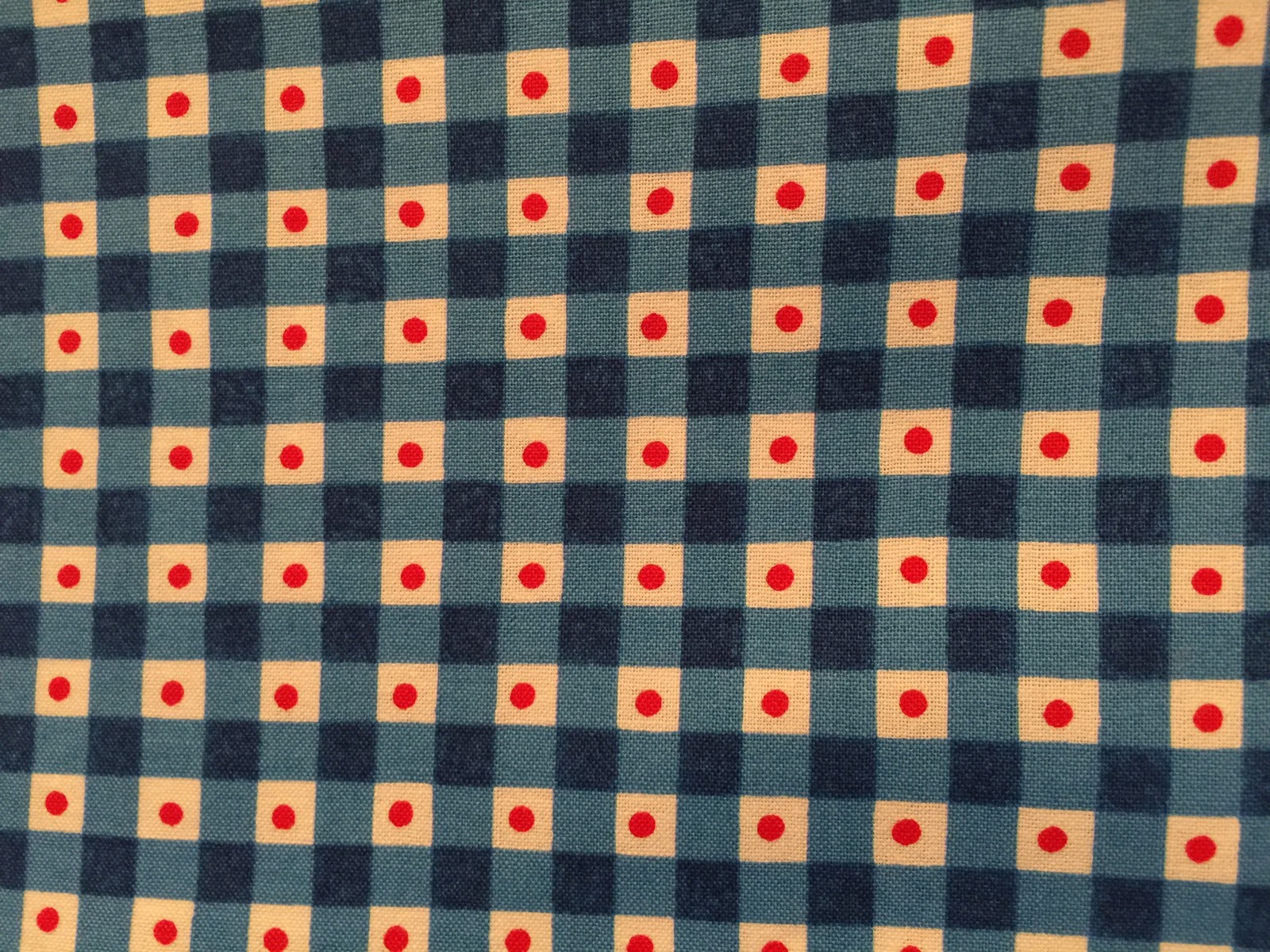 Moda Wee Folk By Ingred Fabric Cute Little BlueCheck Fabric With Red Dot BTHY