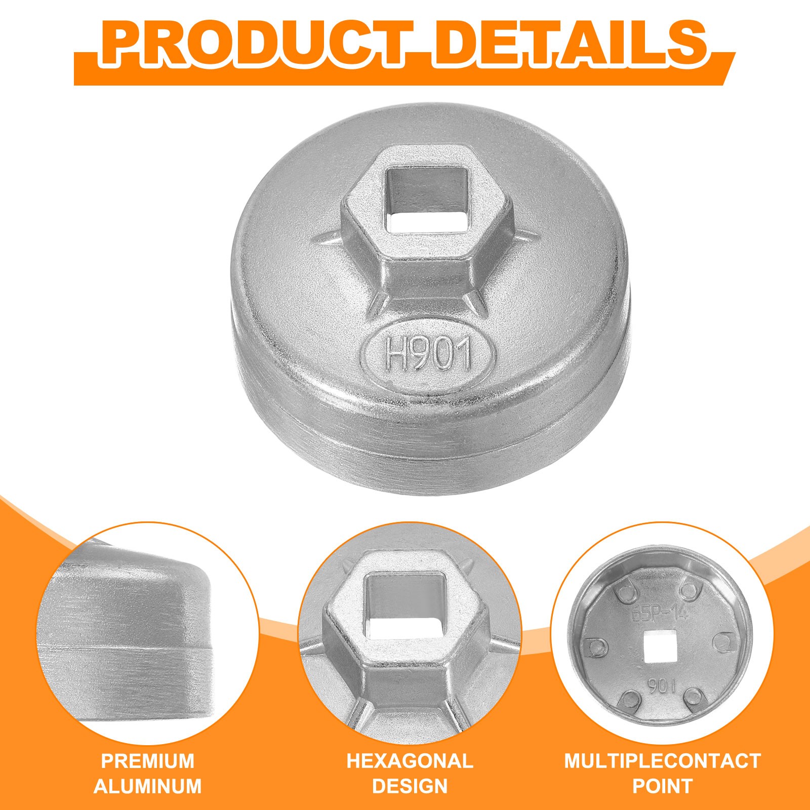 2pcs Oil Filter Cap Wrench 14 Flute 74 mm ID 1/2" Oil Filter Socket Tool