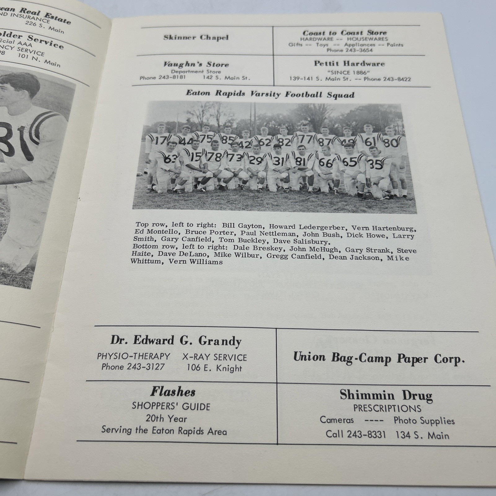 Ealton Rapids High School Souvenir Football Program 1964
