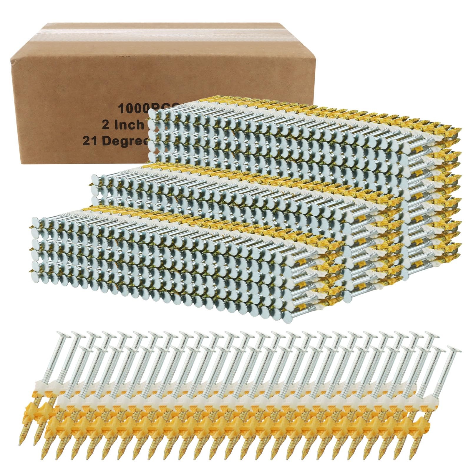 AOKLIT 21 Degree Framing Nails,1000 Count Galvanized Framing Nails, 2 Inch x ...
