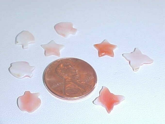 50 PIECES GENUINE SHELL STAR, APPLE, MUSHROOM & BUTTERFLY PLAQUE CABOCHONS L614