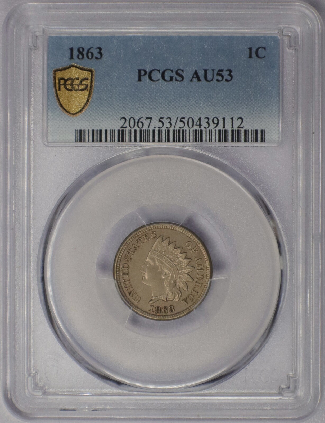 1863 1c Indian Head Cent - PCGS AU 53