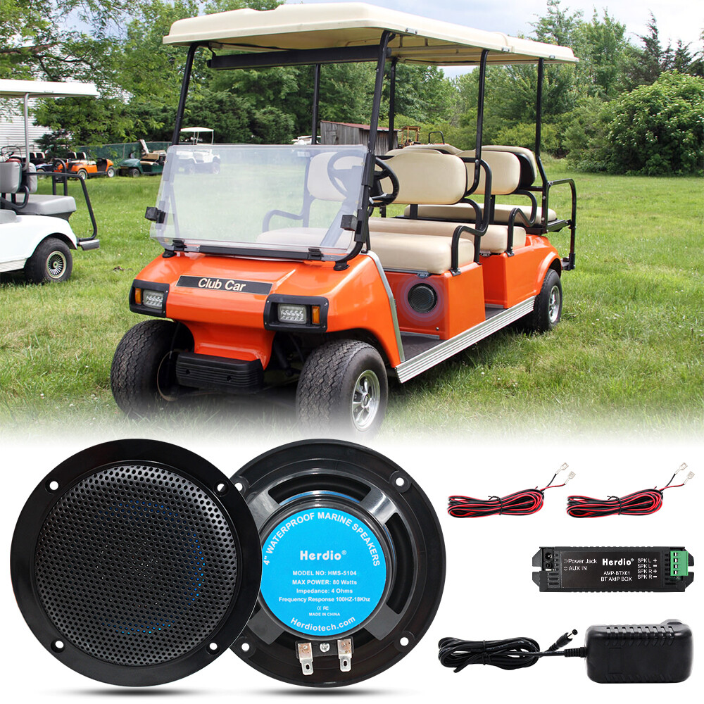 Herdio 4" Marine Boat Wireless Bluetooth Ceiling speakers Amplifier Kit Bathroom
