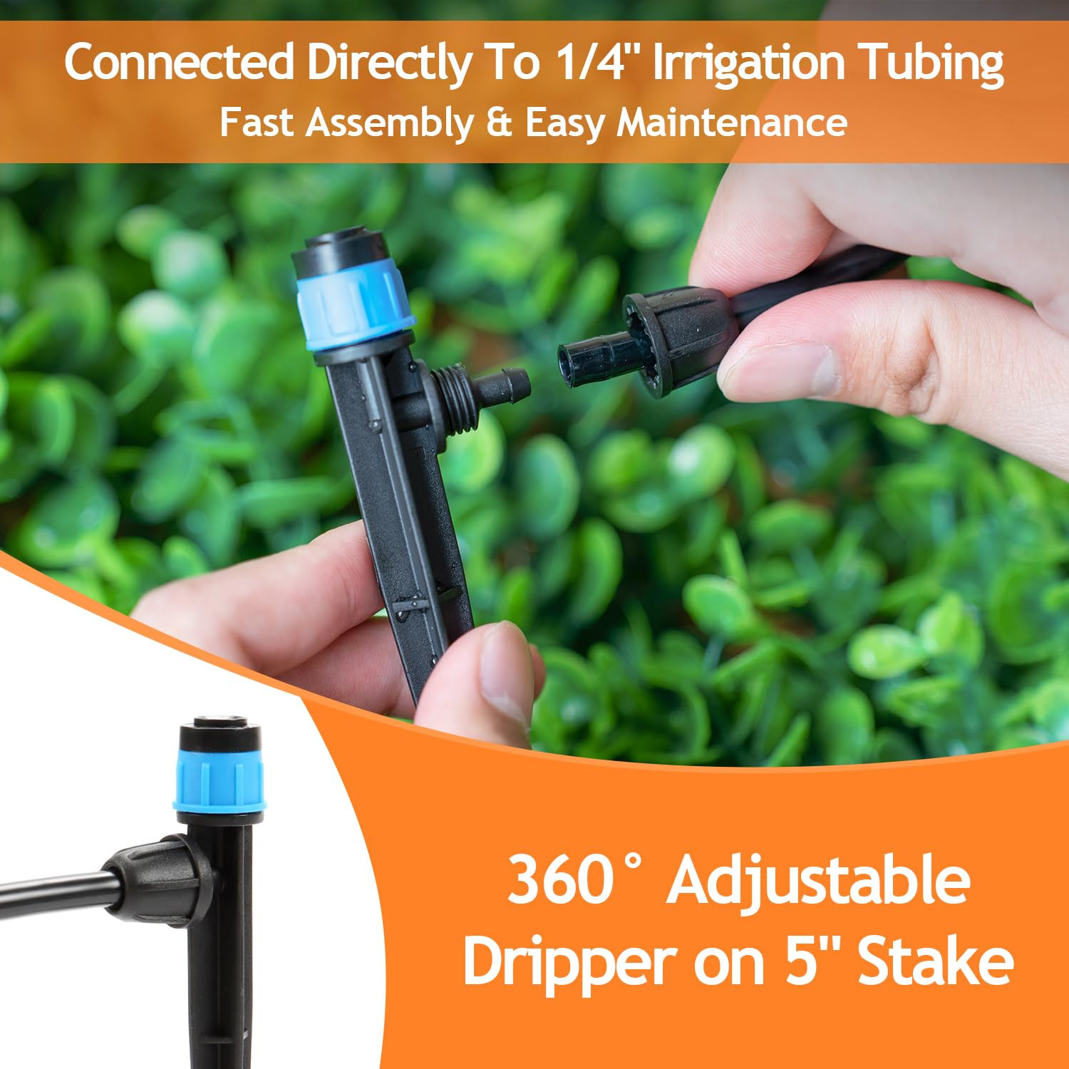 50Pcs Drip Emitters Fan Shape with Stake for 1/4" Irrigation Tubing, Adjustab...