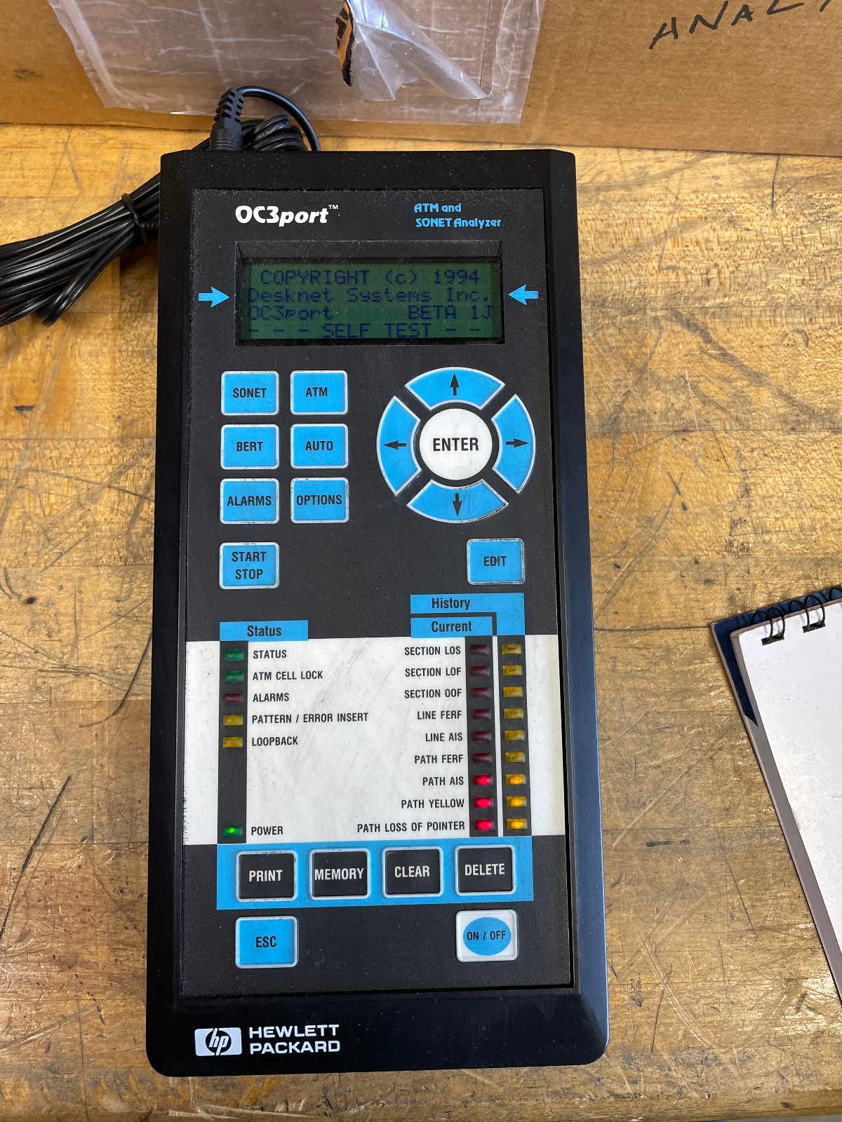HEWLETT PACKARD OC3PORT PLUS E4583A ATM AND SONET ANALYZER