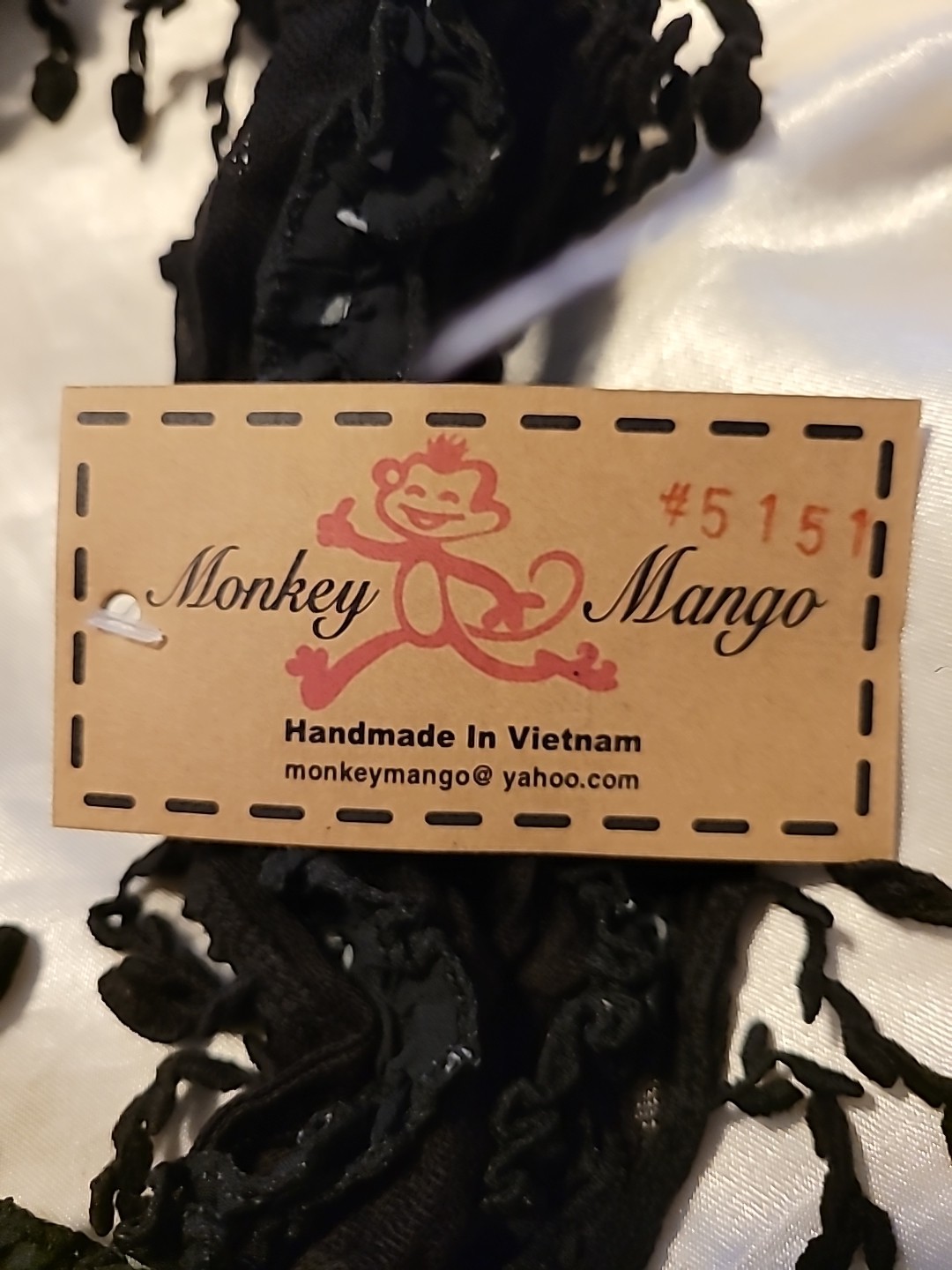 Monkey Mango Scarf Black  NWT