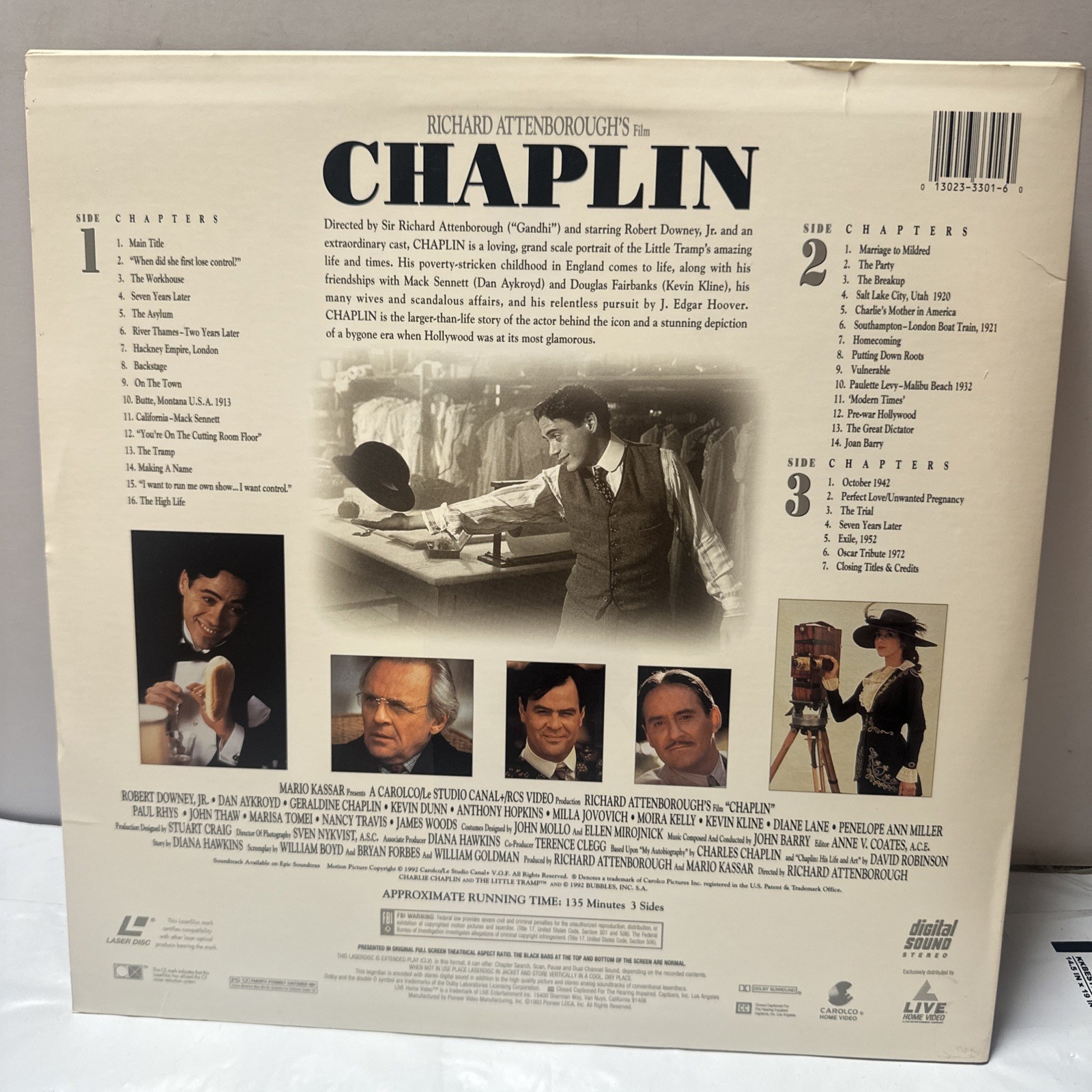 "Chaplin" Widescreen Laserdisc LD - Robert Downey Jr.