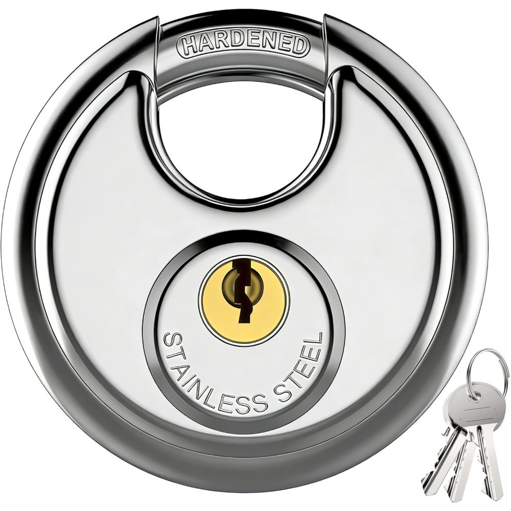 Keyed Padlock, Stainless Steel Locker Lock Heavy Duty Locks with 3 Keys,