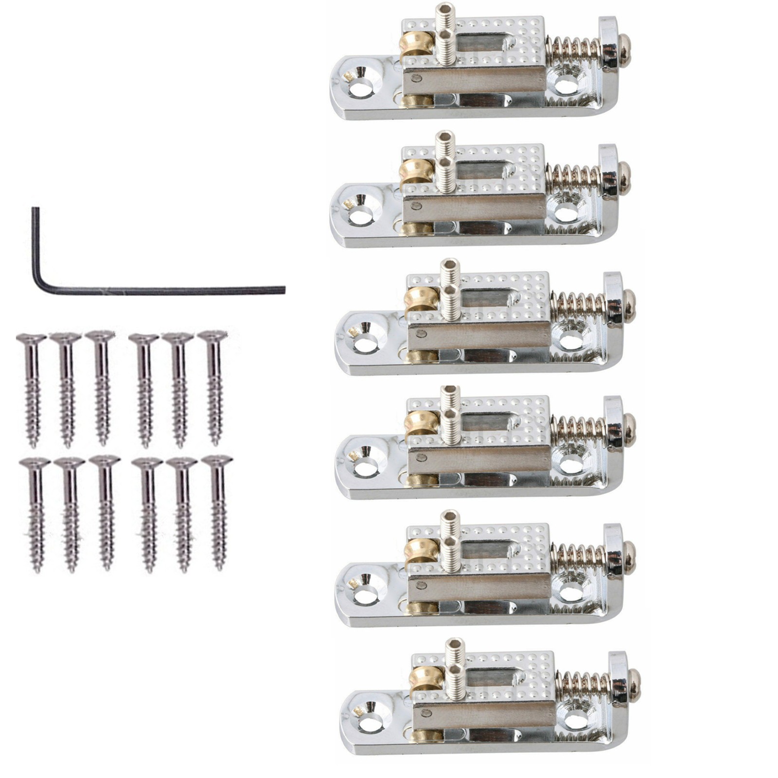 6*Single Roller Bridge+1*Wrench+12*Screws For 3-8 String Guitar Cigar Box Banjo