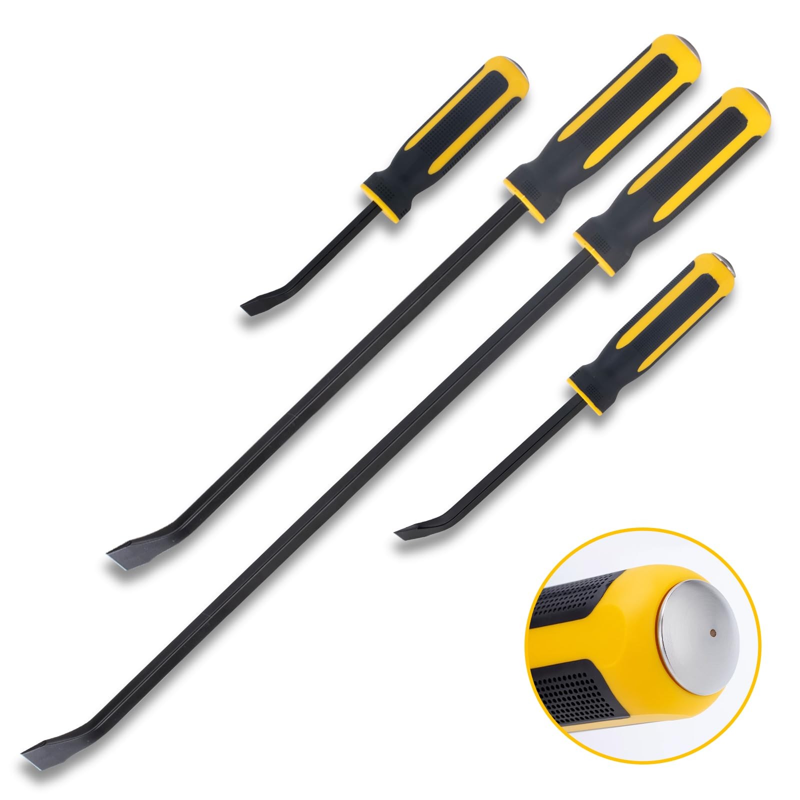 4 PCS Pry Bar Set Heavy Duty Mechanic Hand Tool Thicker Strike Cap Handle