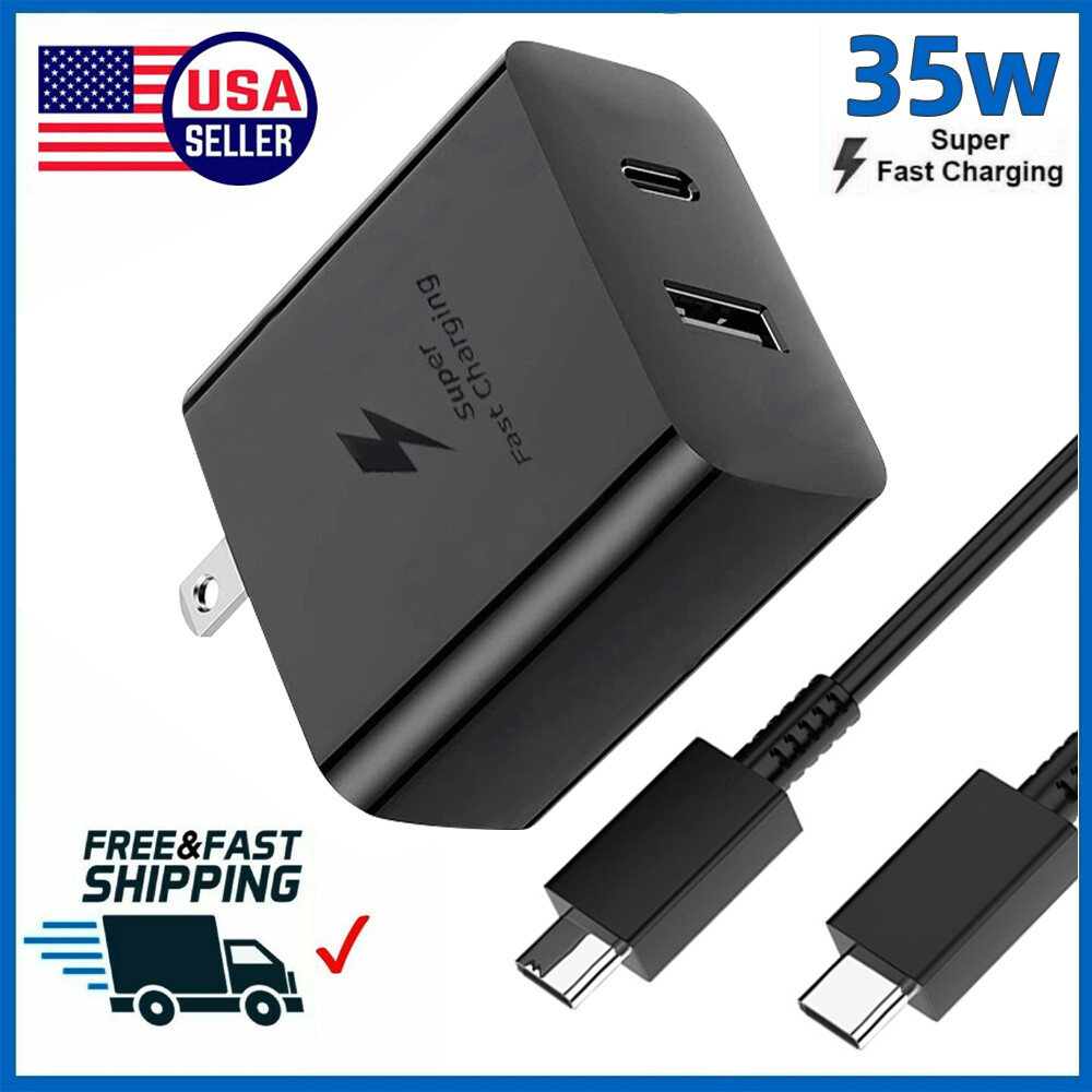 Super 35W PD Power Adapter Duo Wall Charger+Cables Fit Samsung S24-S20 NOTE 20