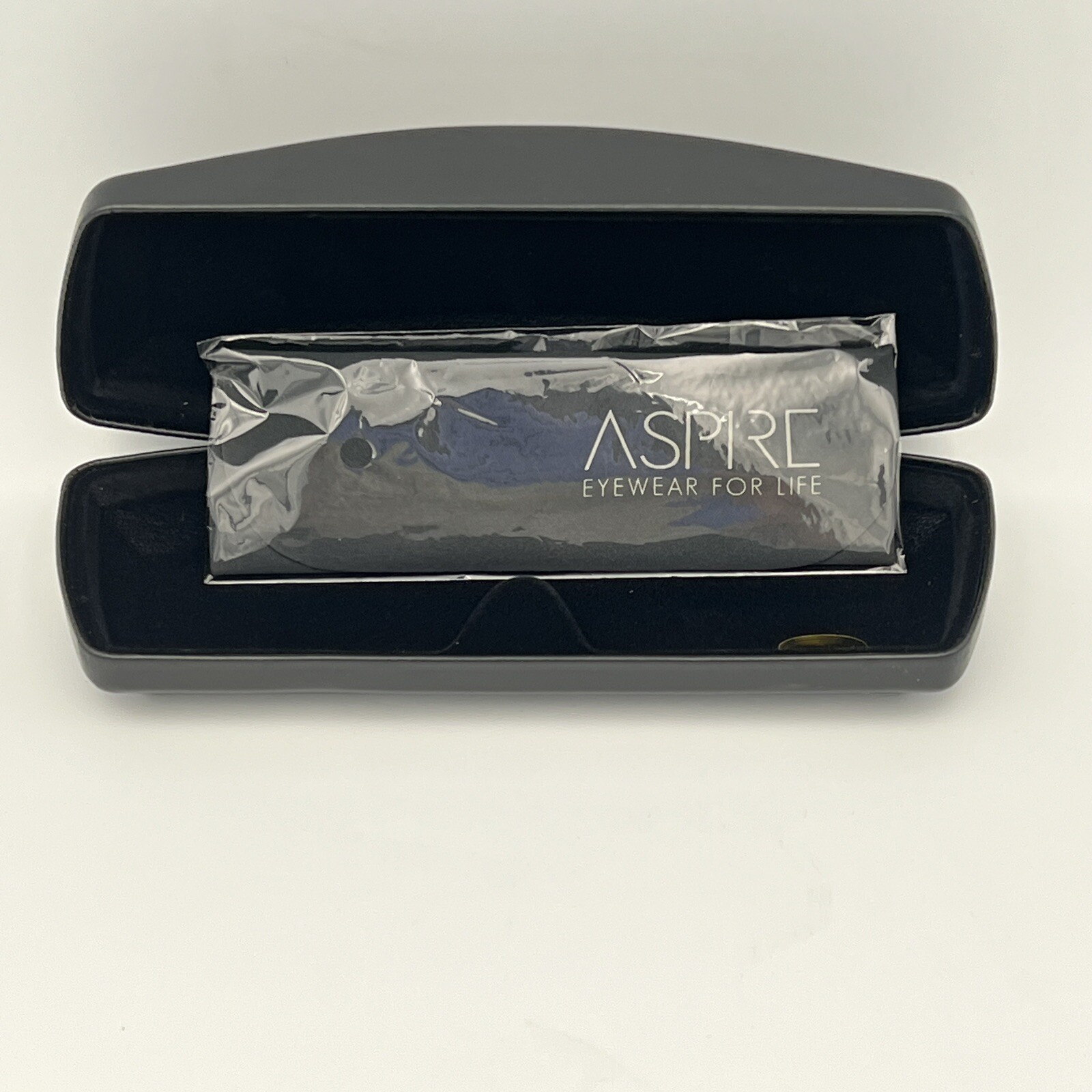Aspire Black Eyeglass Optical Sun Glasses Case Clamshell With Cleaning Cloth